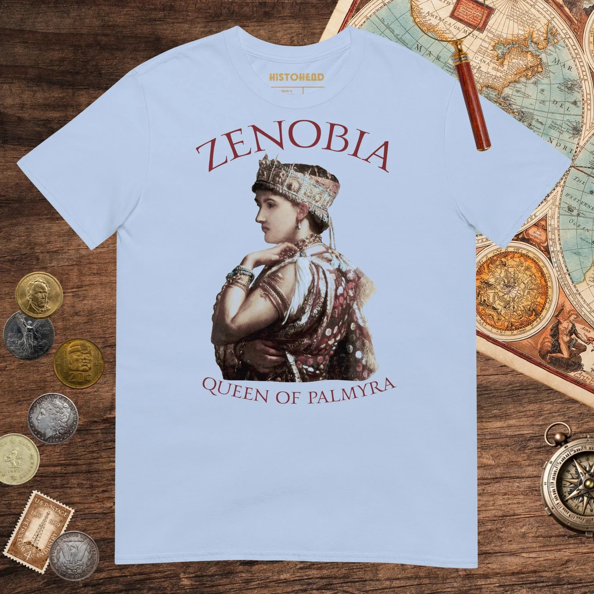 Light Blue Zenobia Queen of Palmyra Tee - history buff gift by HistoHead