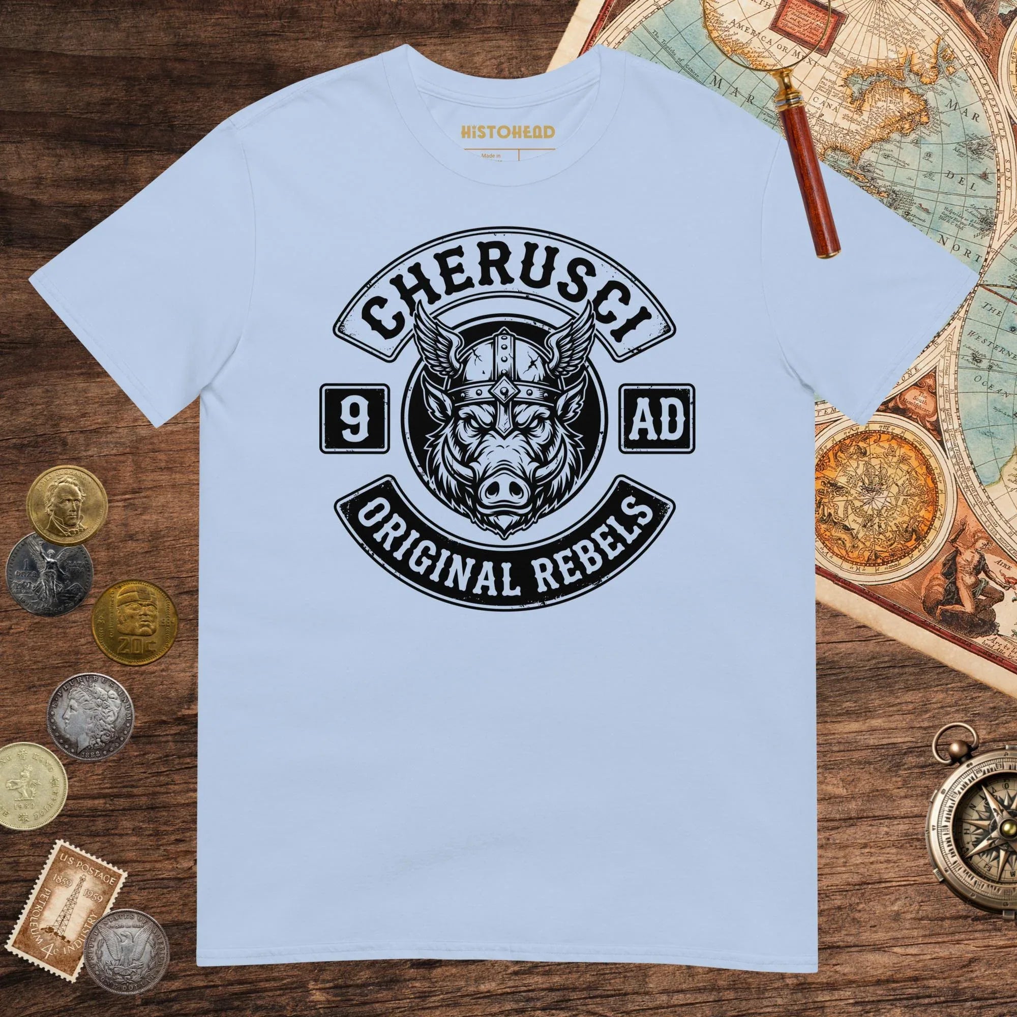 Light Blue Cherusci Original Rebels Tee - history buff gift by HistoHead