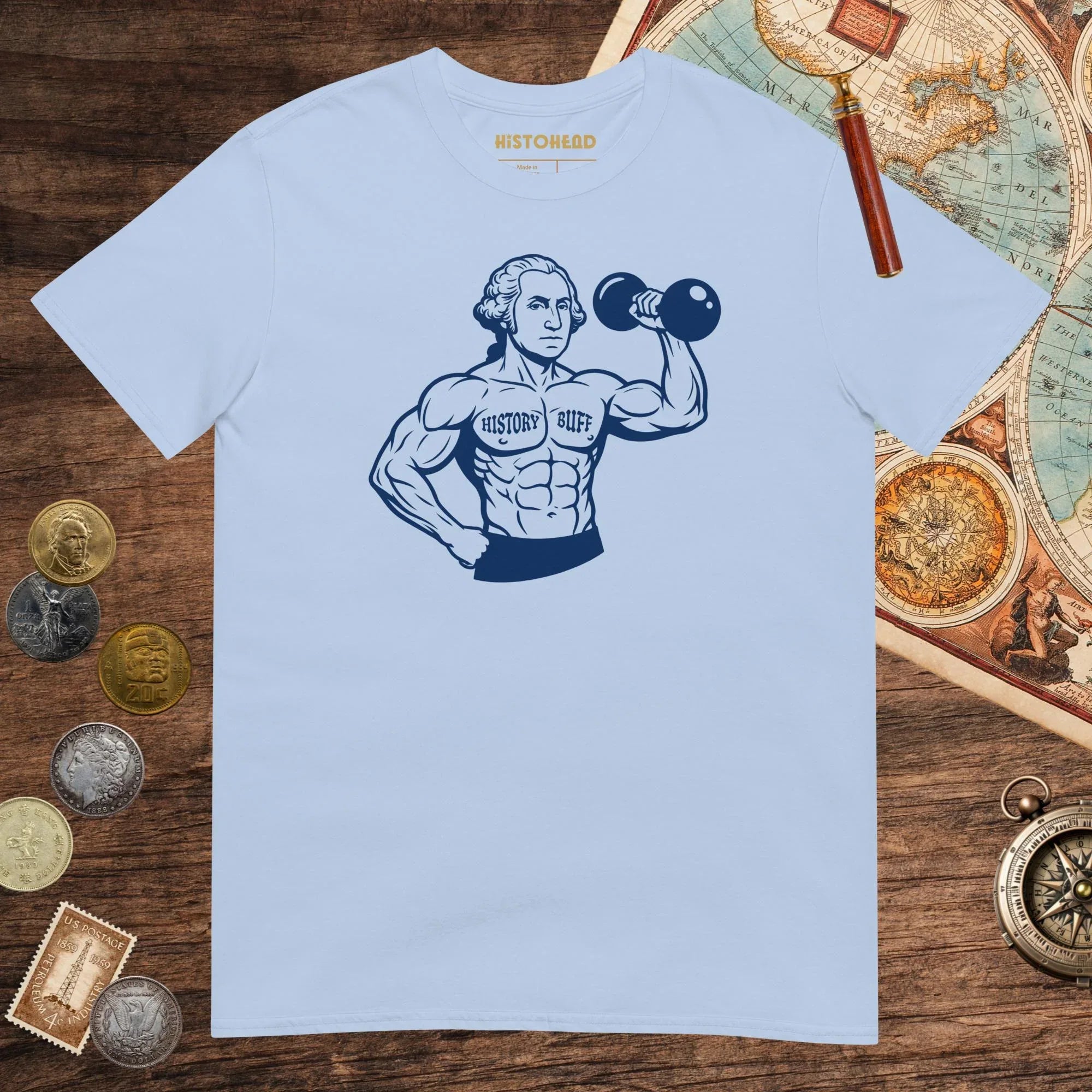 Light Blue Washington History Buff Tee - history buff gift by HistoHead