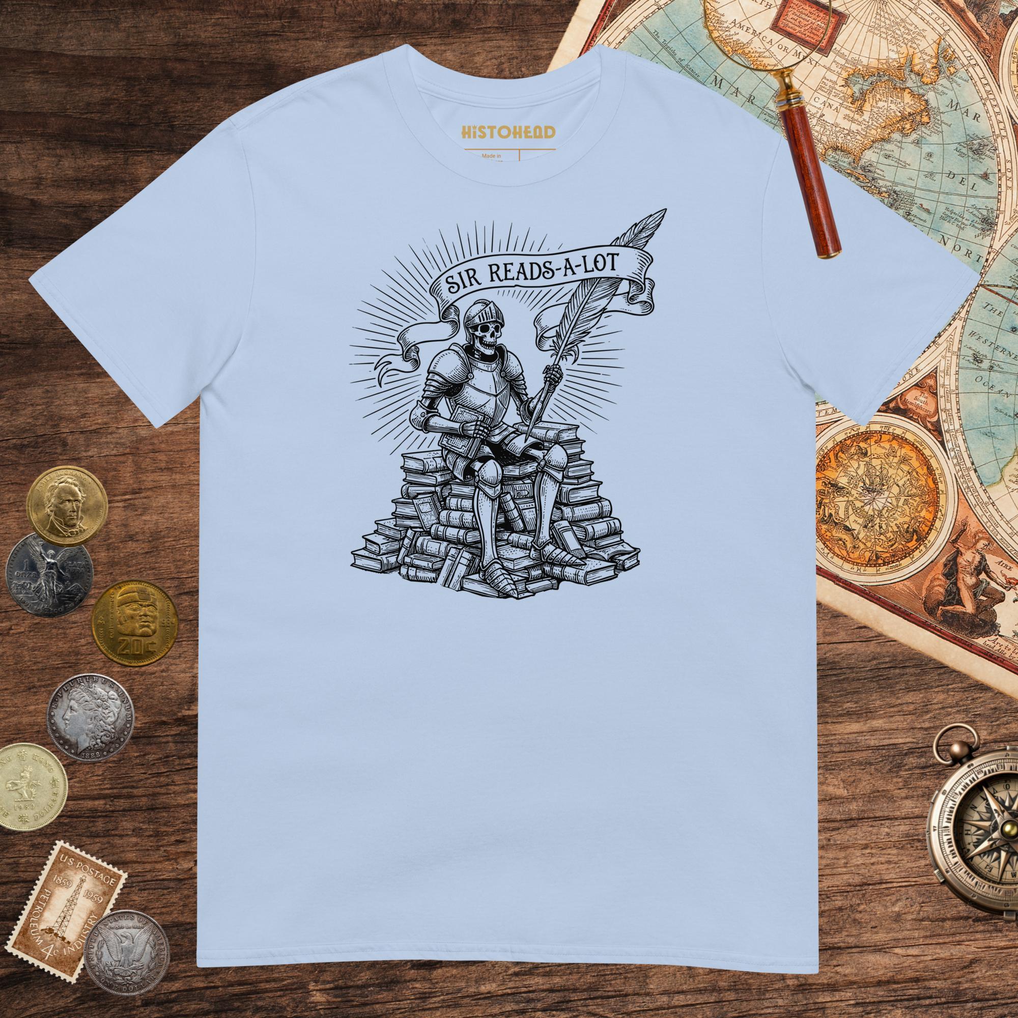 Light Blue Sir Reads-A-Lot Tee - history buff gift by HistoHead