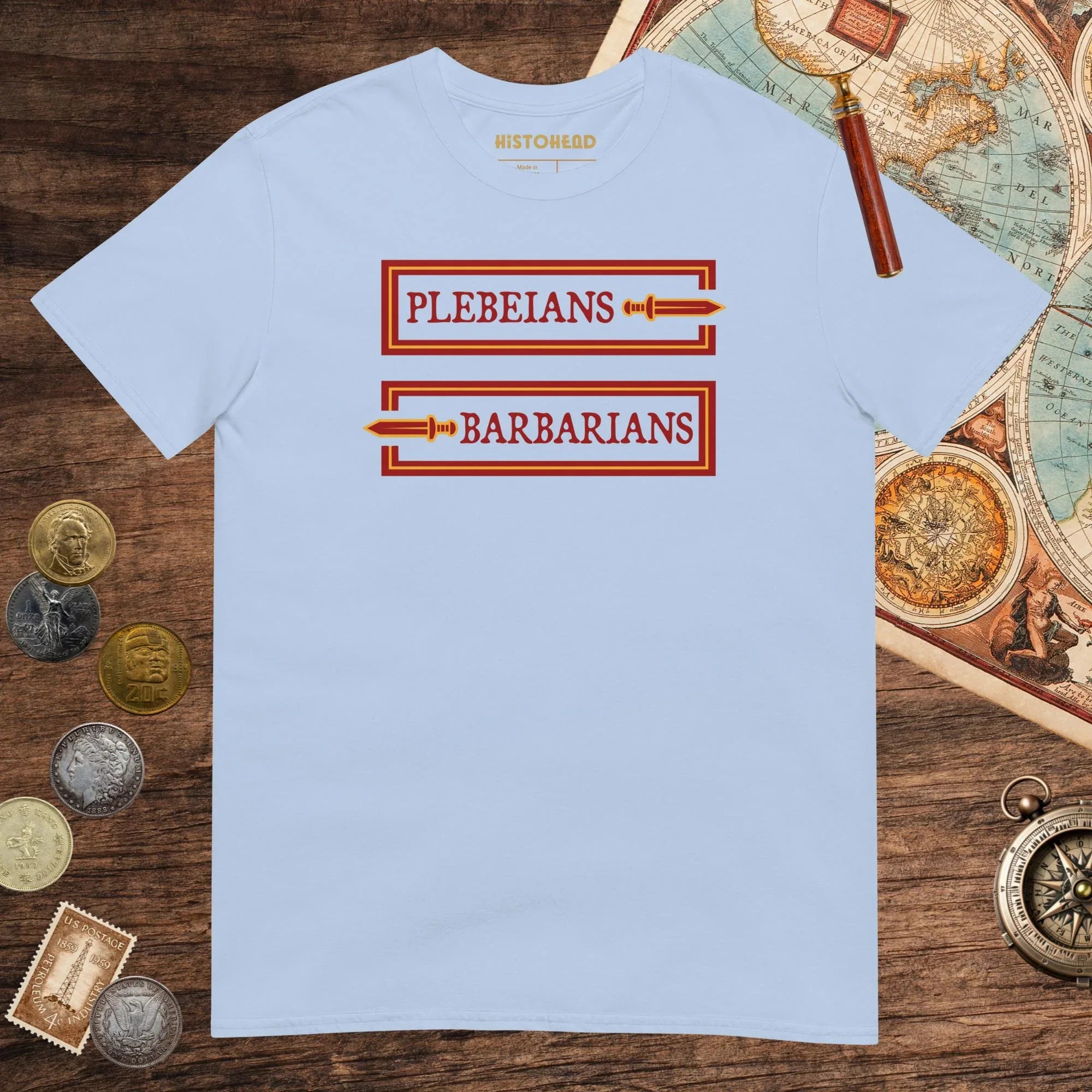 Light Blue Plebeians or Barbarians Tee - history buff gift by HistoHead