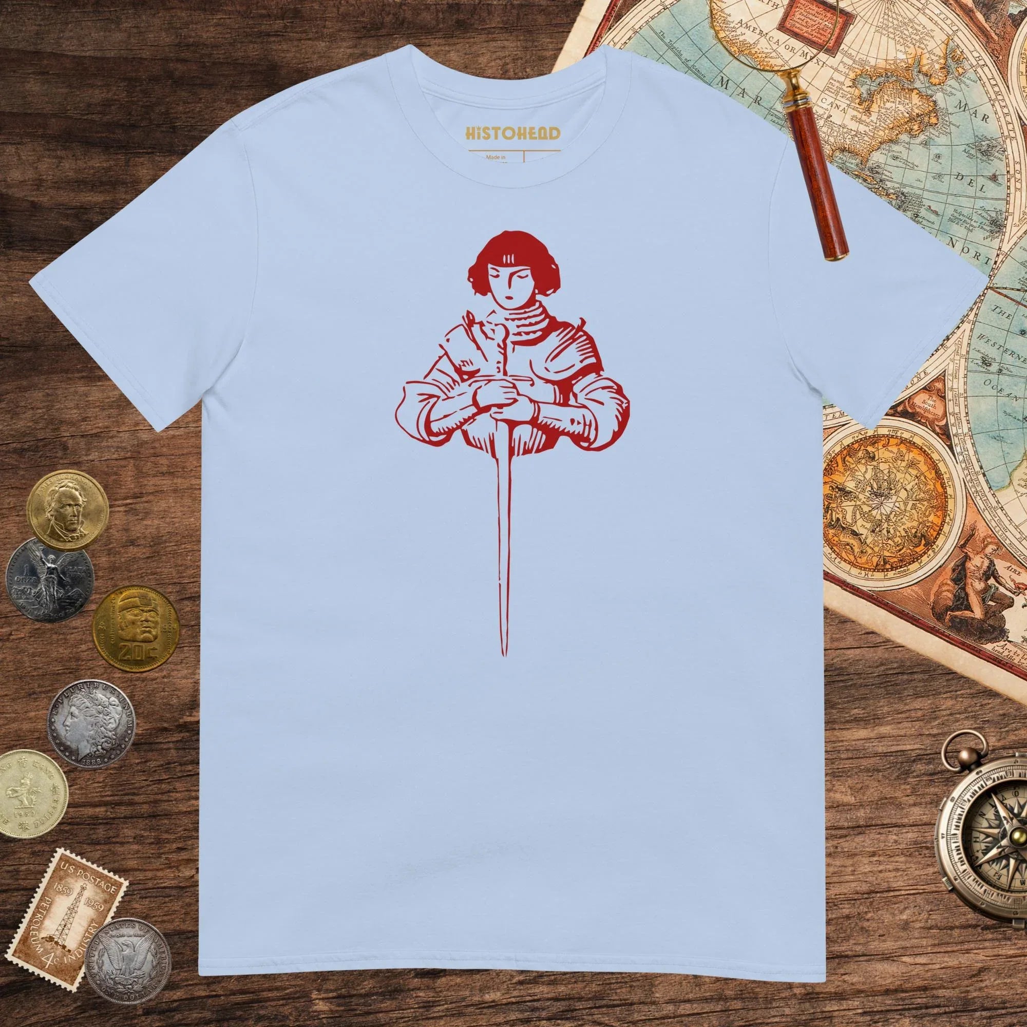 Light Blue Joan of Arc Stamp Tee - history buff gift by HistoHead
