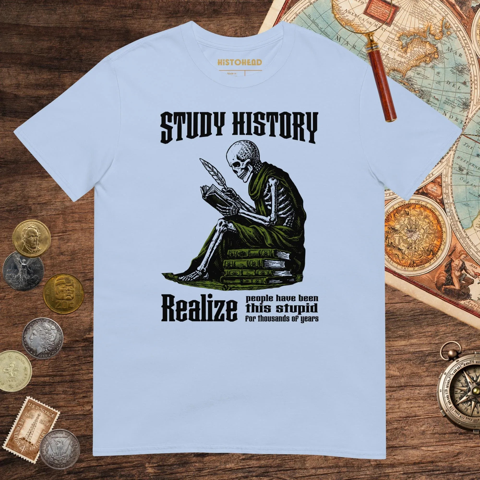 Light Blue Study History Tee - history buff gift by HistoHead