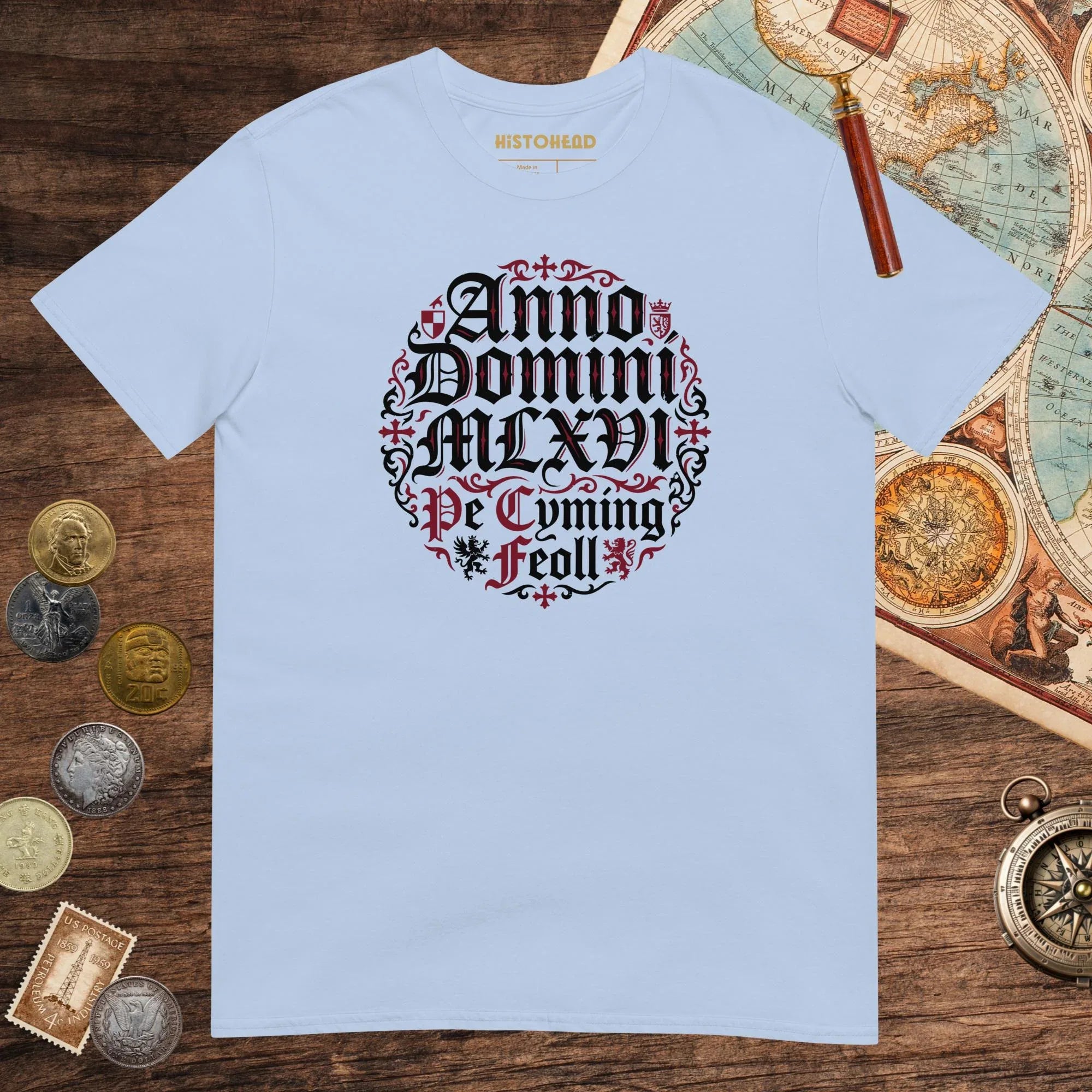 Light Blue 1066 The King Fell Tee - history buff gift by HistoHead