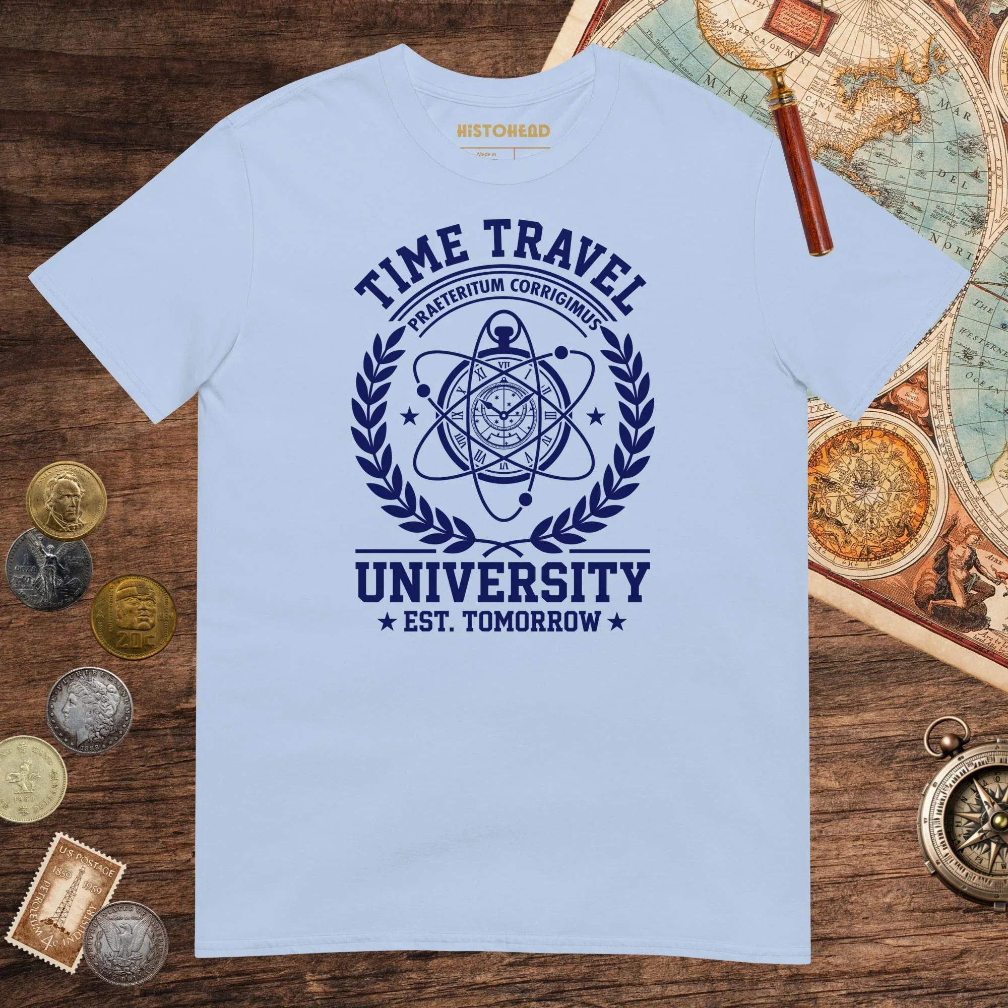 Light Blue Time Travel University Tee - history buff gift by HistoHead