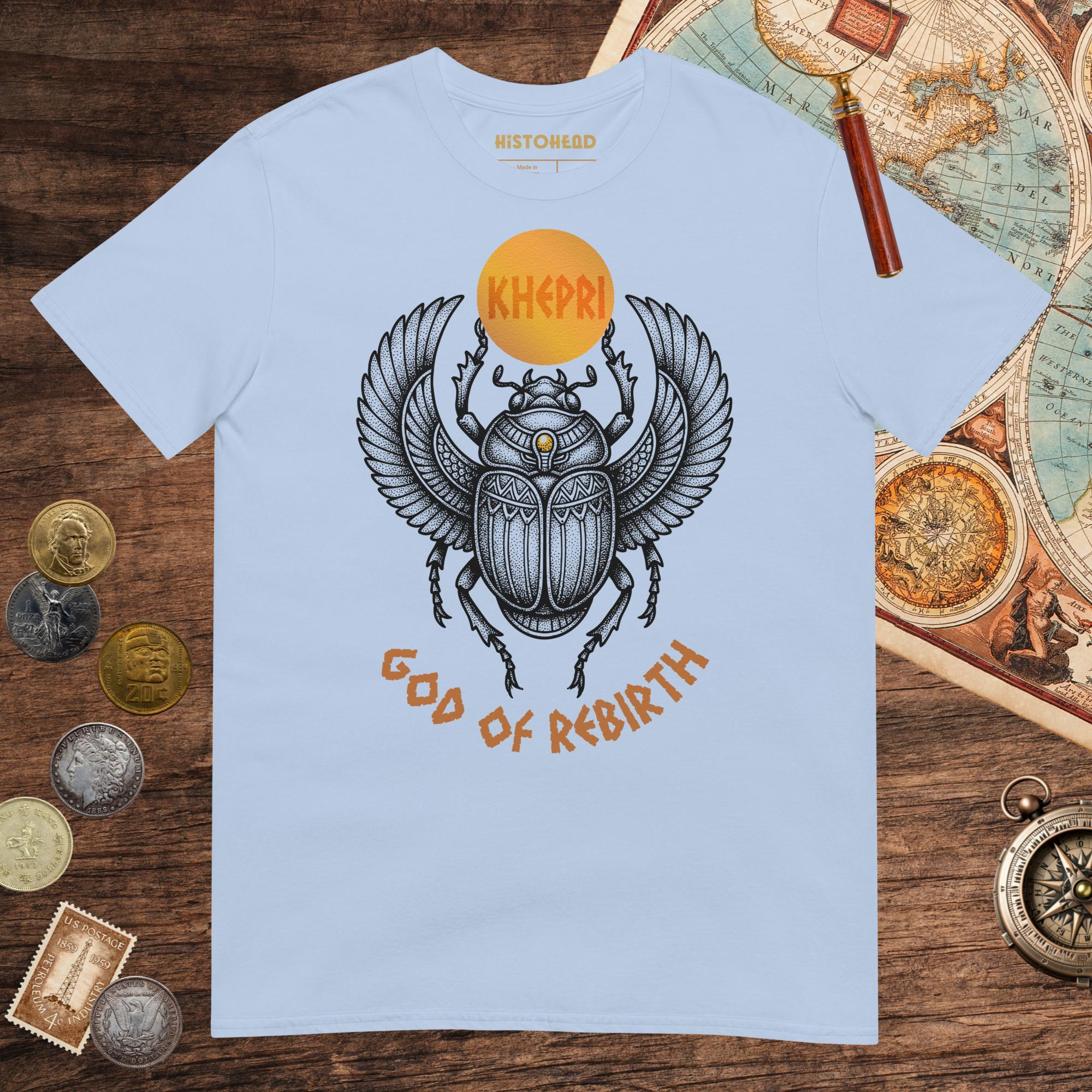 Light Blue Khepri God of Rebirth Tee - history buff gift by HistoHead