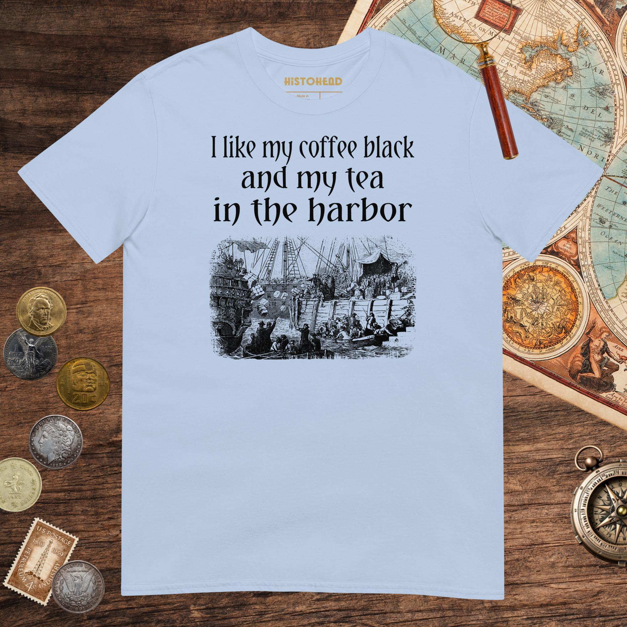 Light Blue Coffee Black Tea in the Harbor Tee - history buff gift by HistoHead