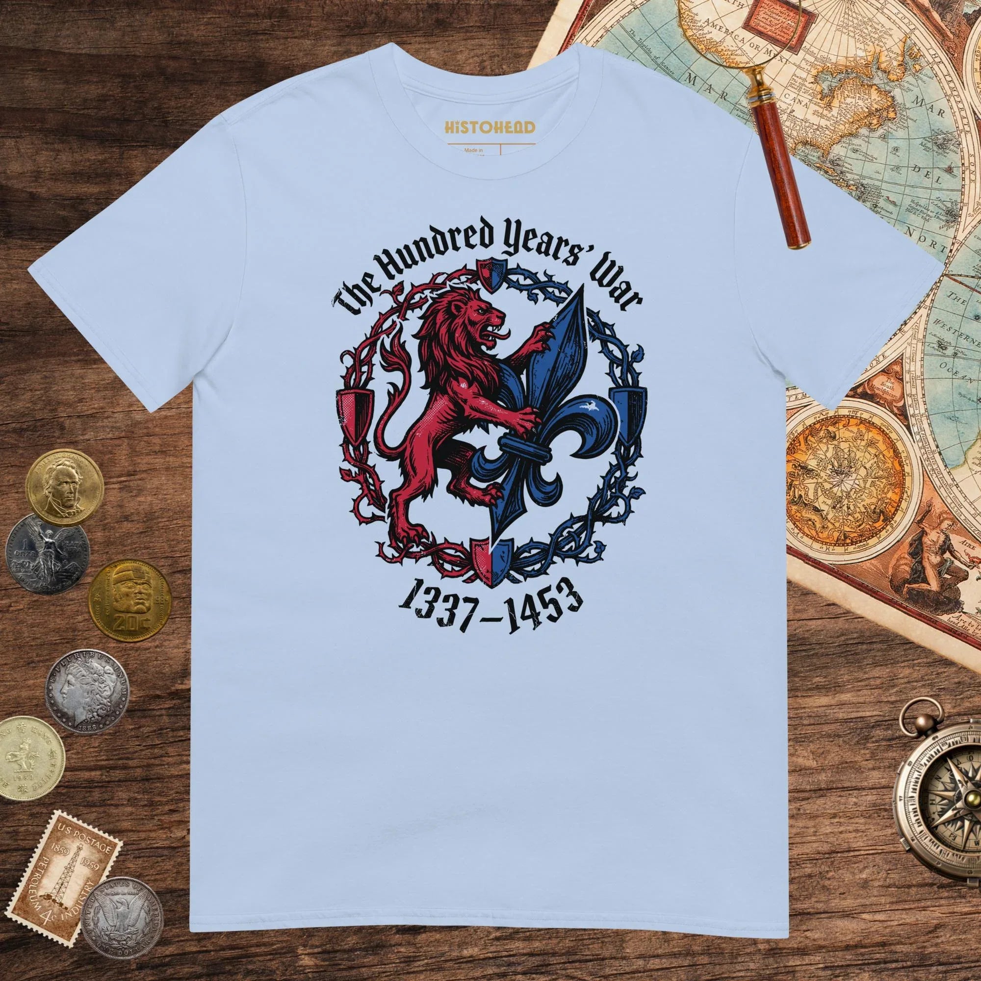 Light Blue The Hundred Years' War Tee - history buff gift by HistoHead