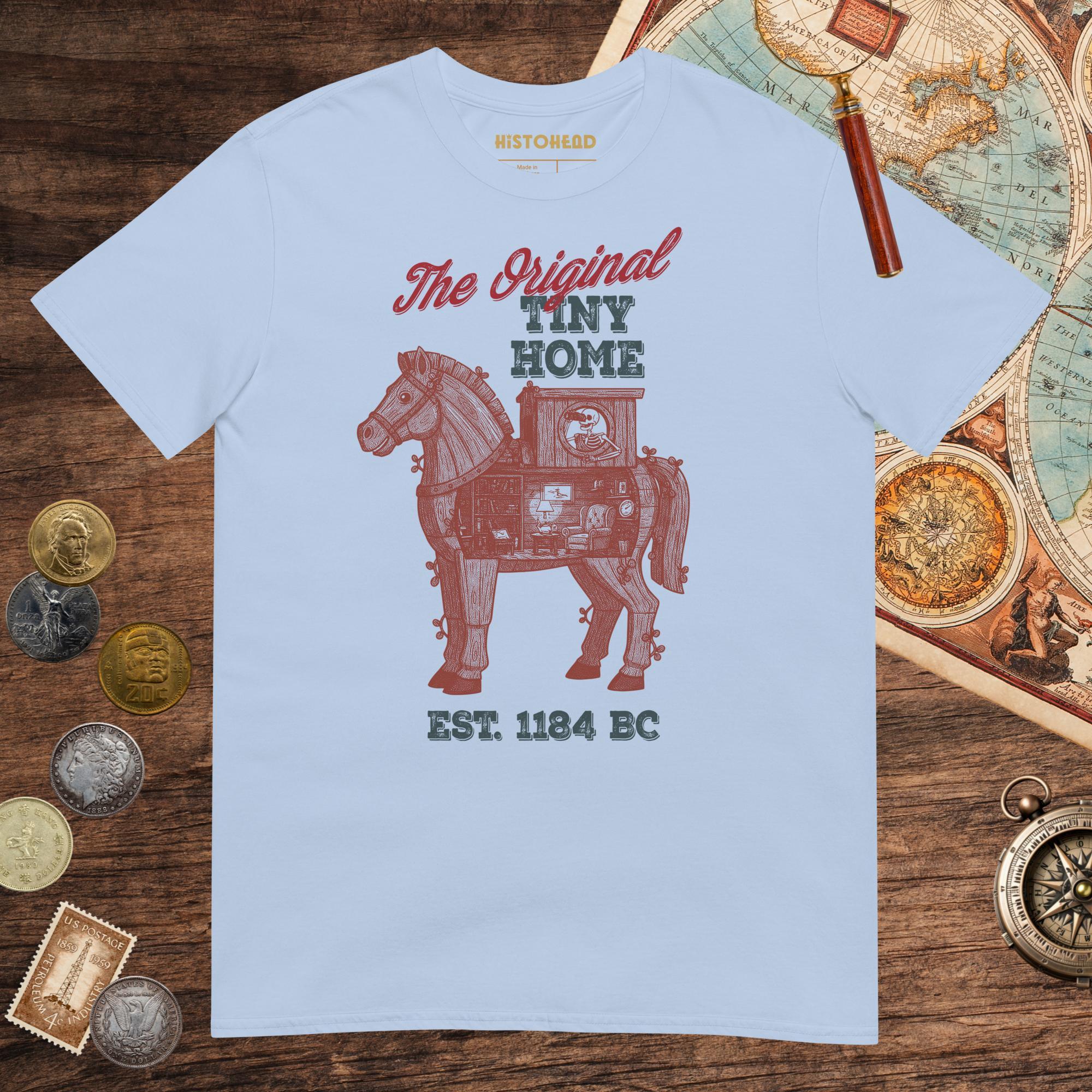 Light Blue Trojan Horse the Original Tiny Home Tee - history buff gift by HistoHead