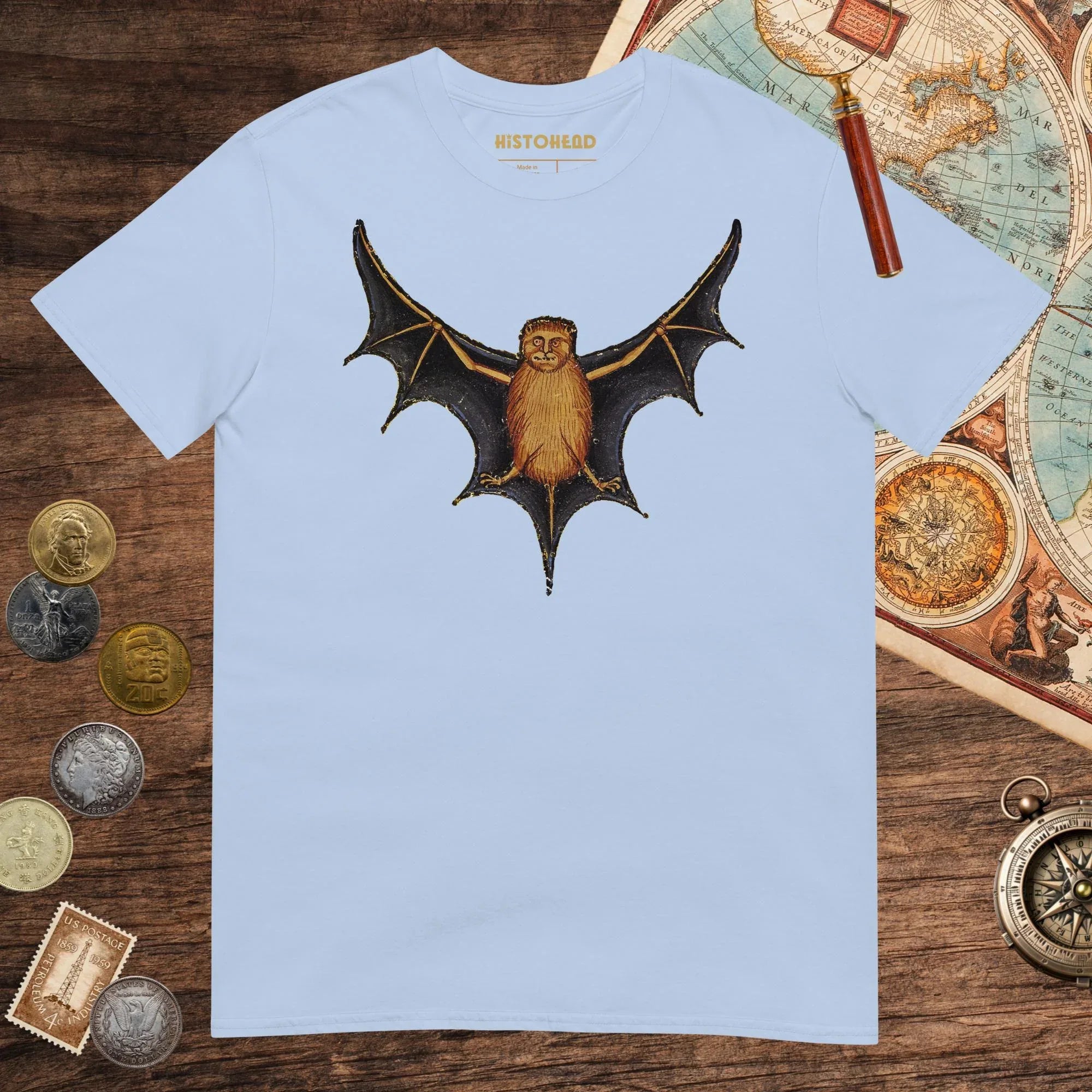 Light Blue Weird Medieval Bat Tee - history buff gift by HistoHead
