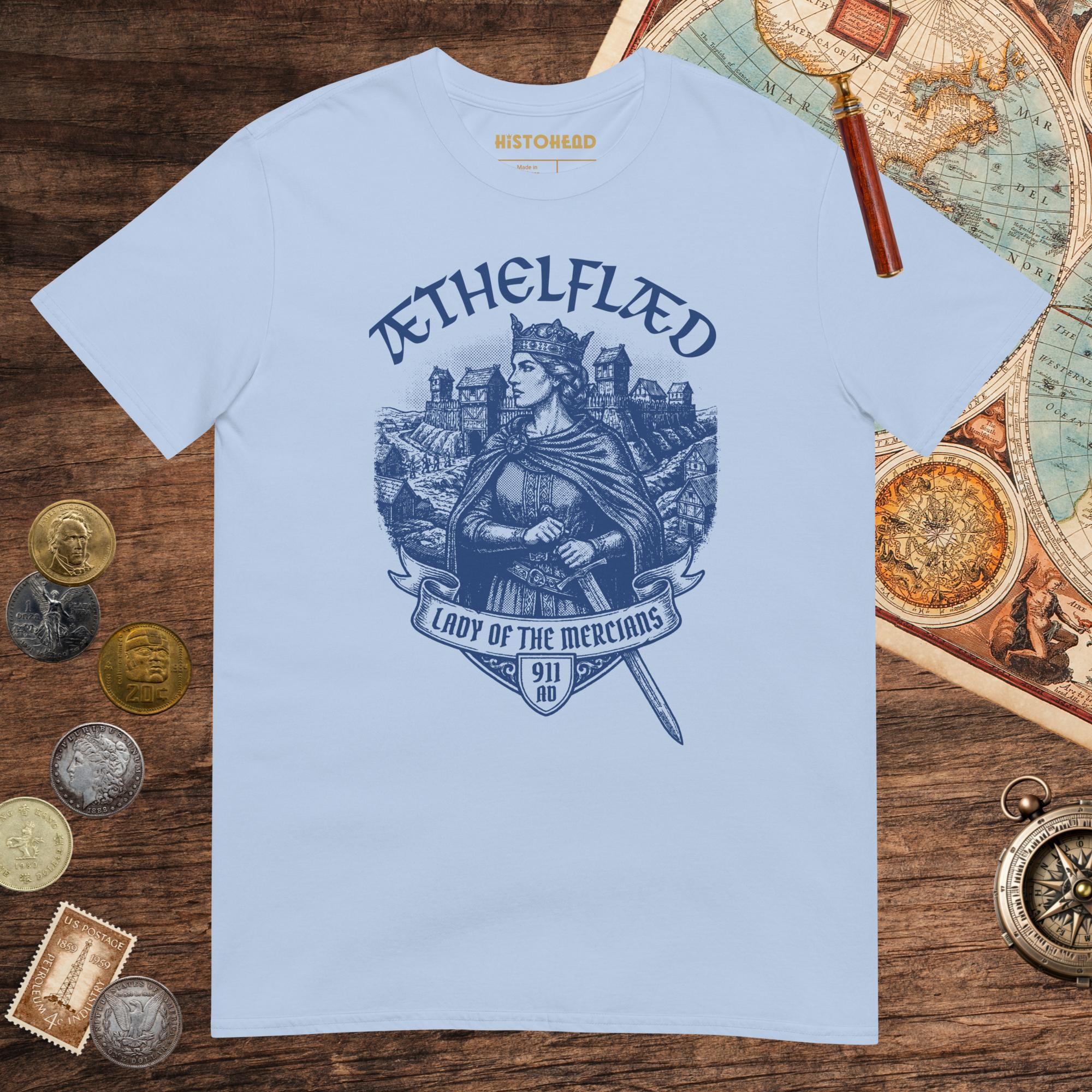 Light Blue Æthelflæd Lady of the Mercians Tee - history buff gift by HistoHead
