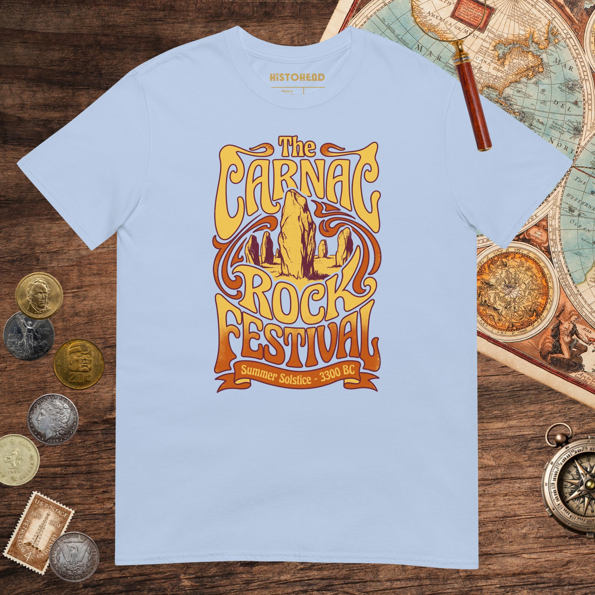 Light Blue Carnac Rock Festival Tee - history buff gift by HistoHead