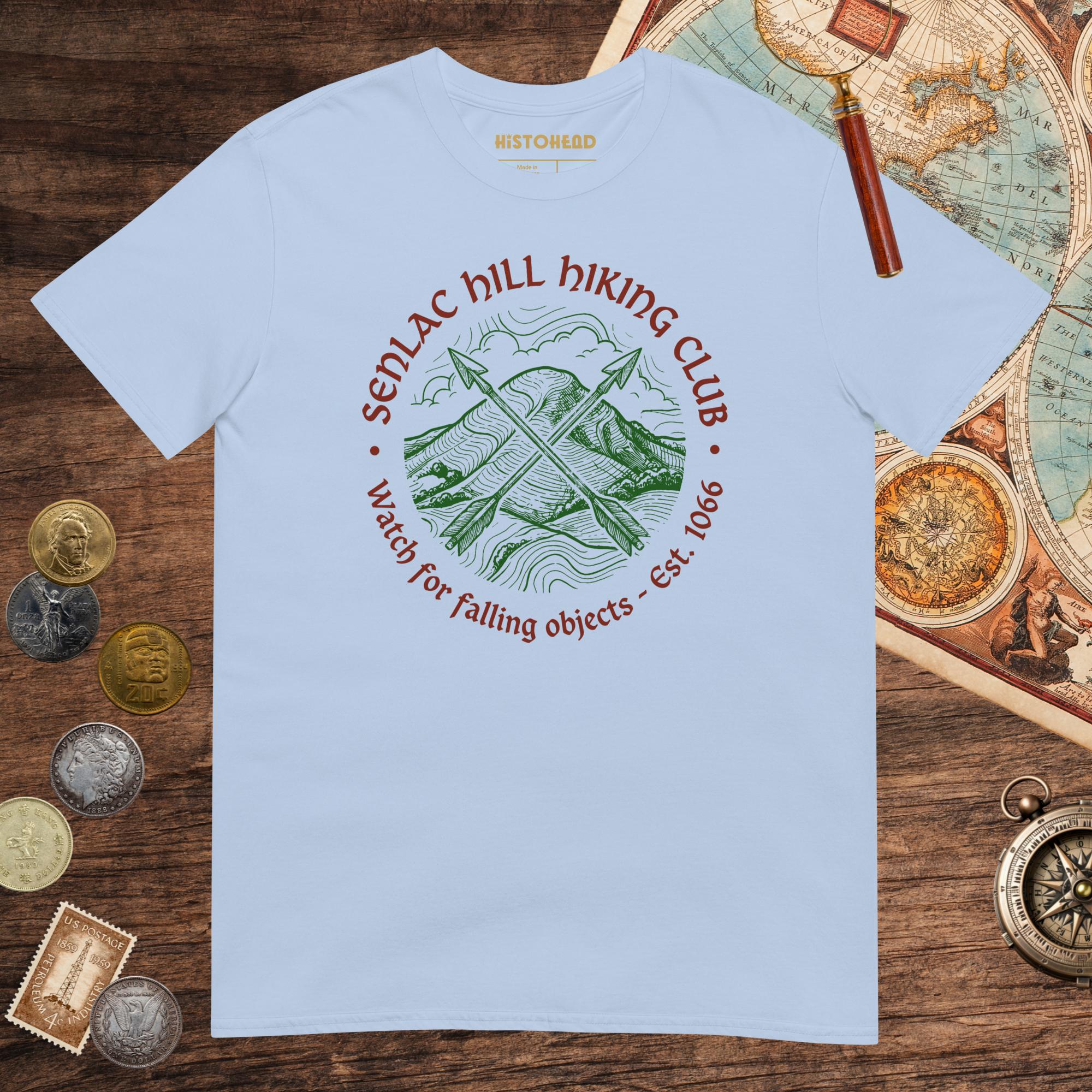 Light Blue Senlac Hill Hiking Club Tee - history buff gift by HistoHead