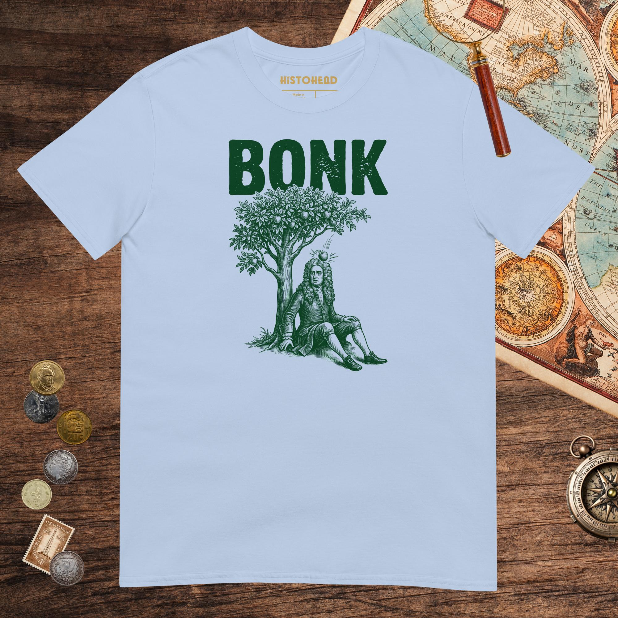 Light Blue Newton Bonk Tee - history buff gift by HistoHead