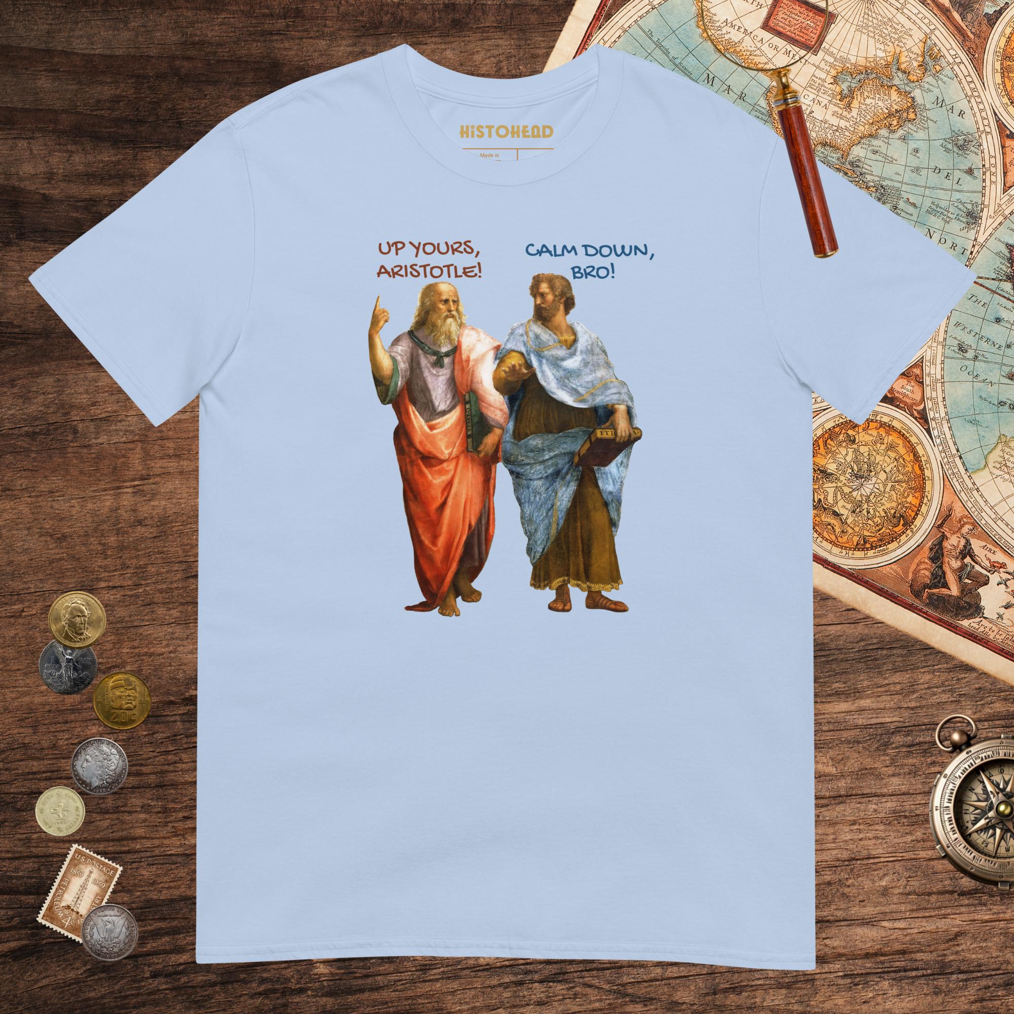 Light Blue Plato And Aristotle Tee - history buff gift by HistoHead