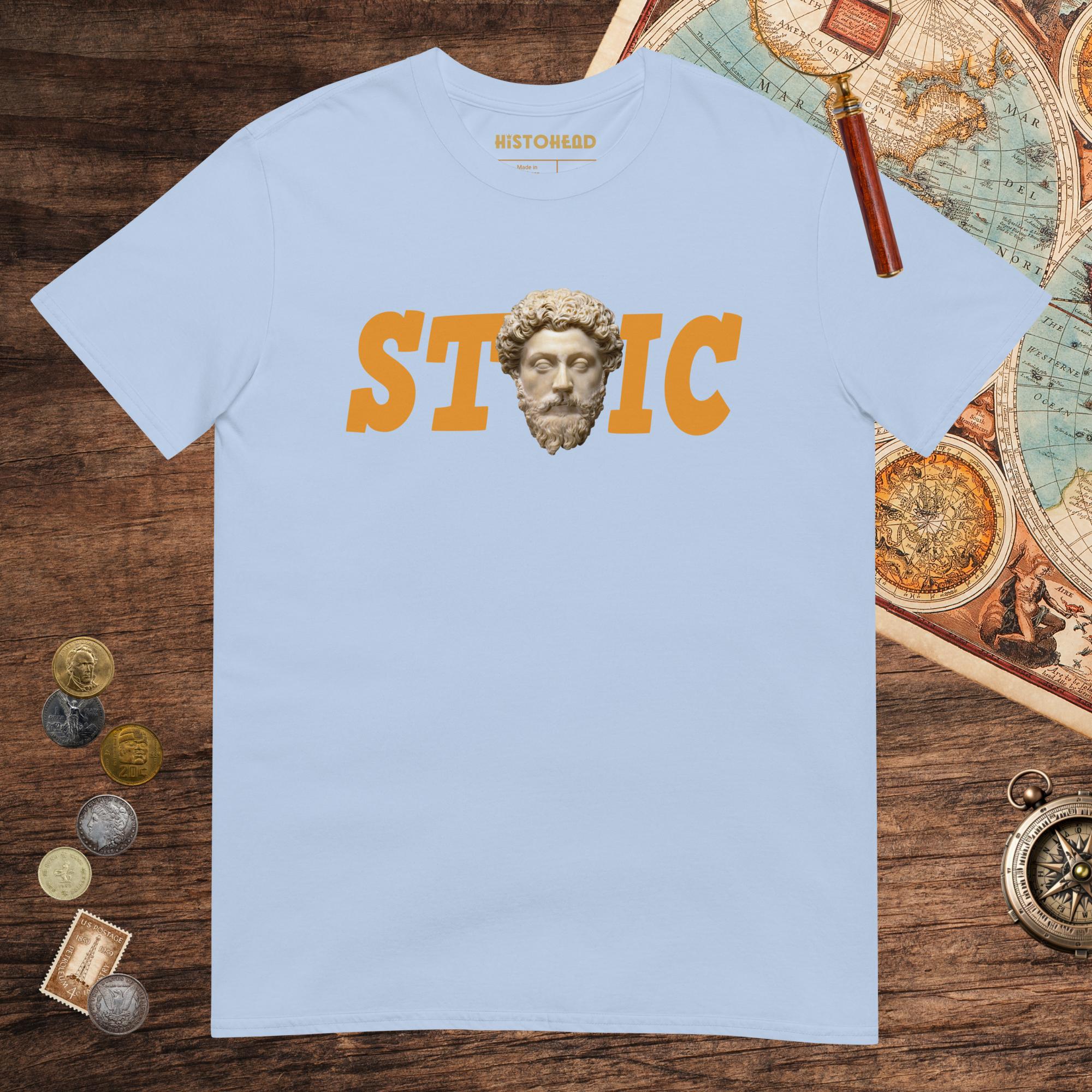 Light Blue Stoic Marcus Aurelius Tee - history buff gift by HistoHead