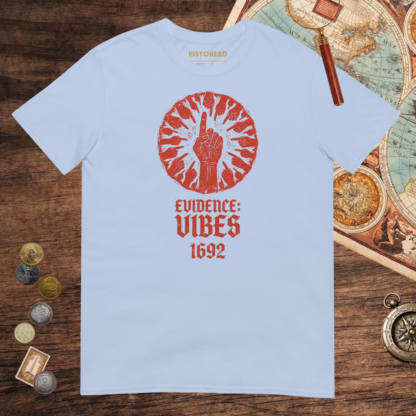 Light Blue 1692 Salem Witch Trials Evidence Tee - history buff gift by HistoHead