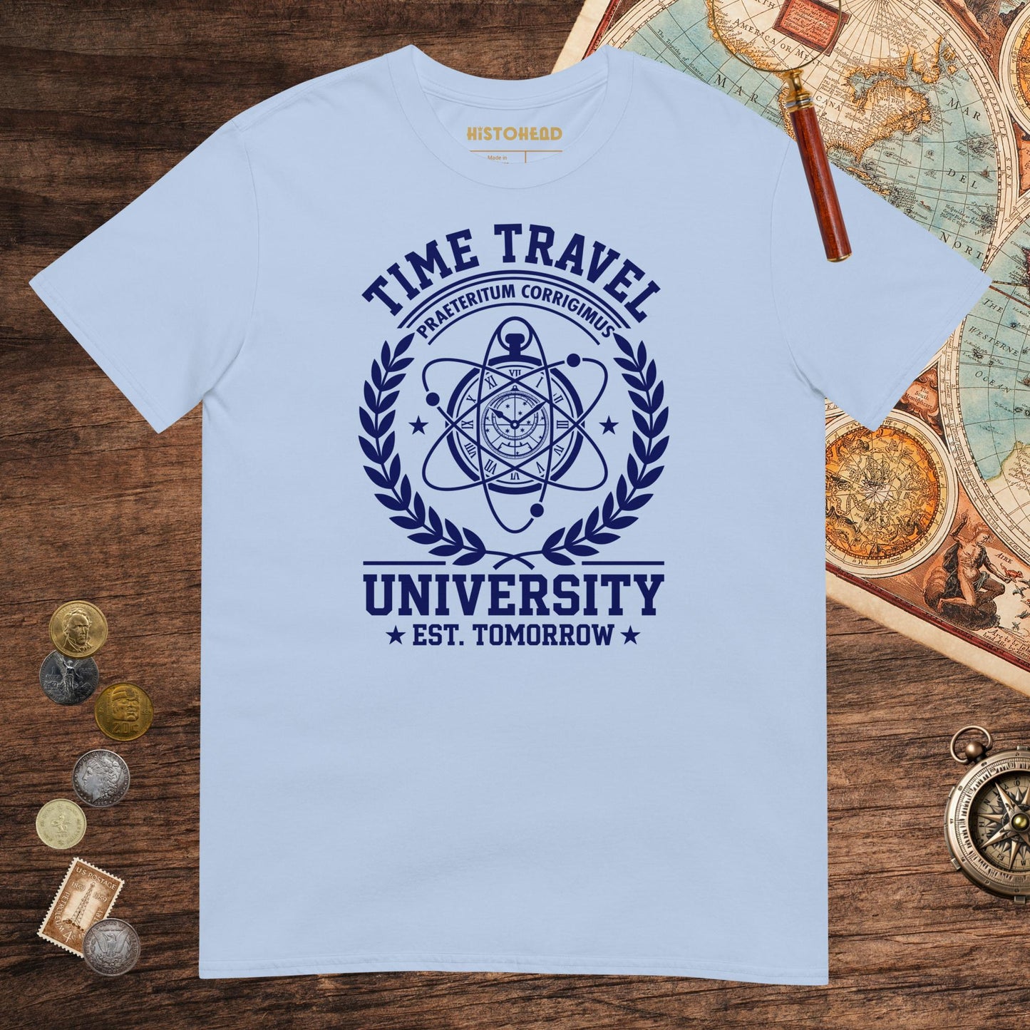 Light Blue Time Travel University Tee - history buff gift by HistoHead