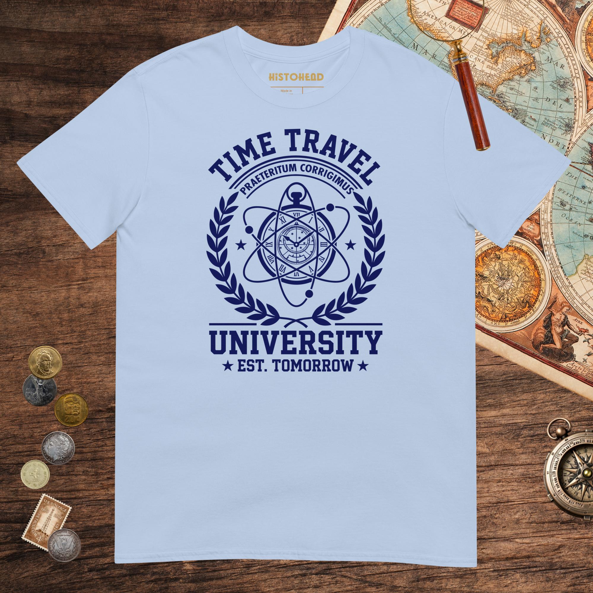 Light Blue Time Travel University Tee - history buff gift by HistoHead