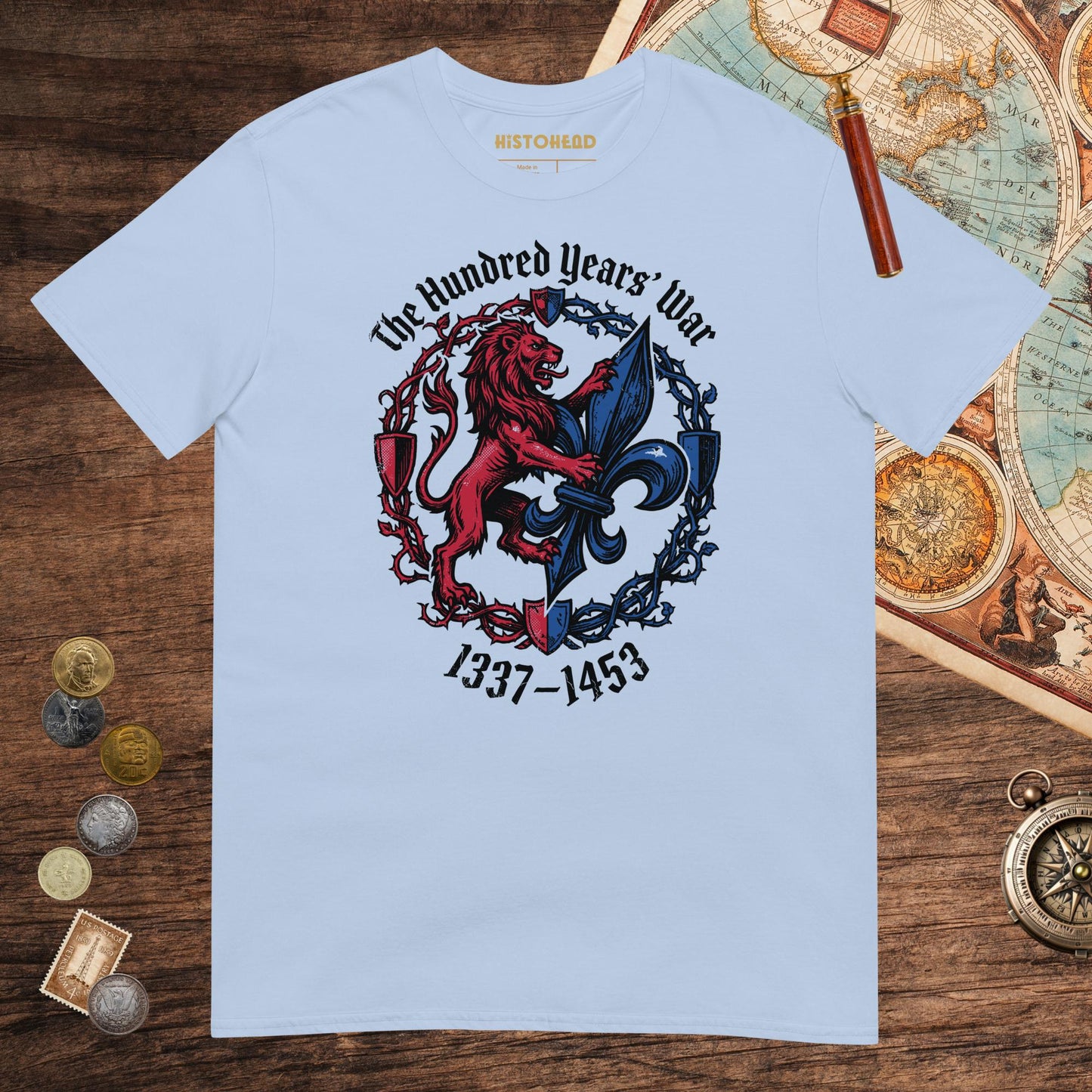 Light Blue The Hundred Years' War Tee - history buff gift by HistoHead