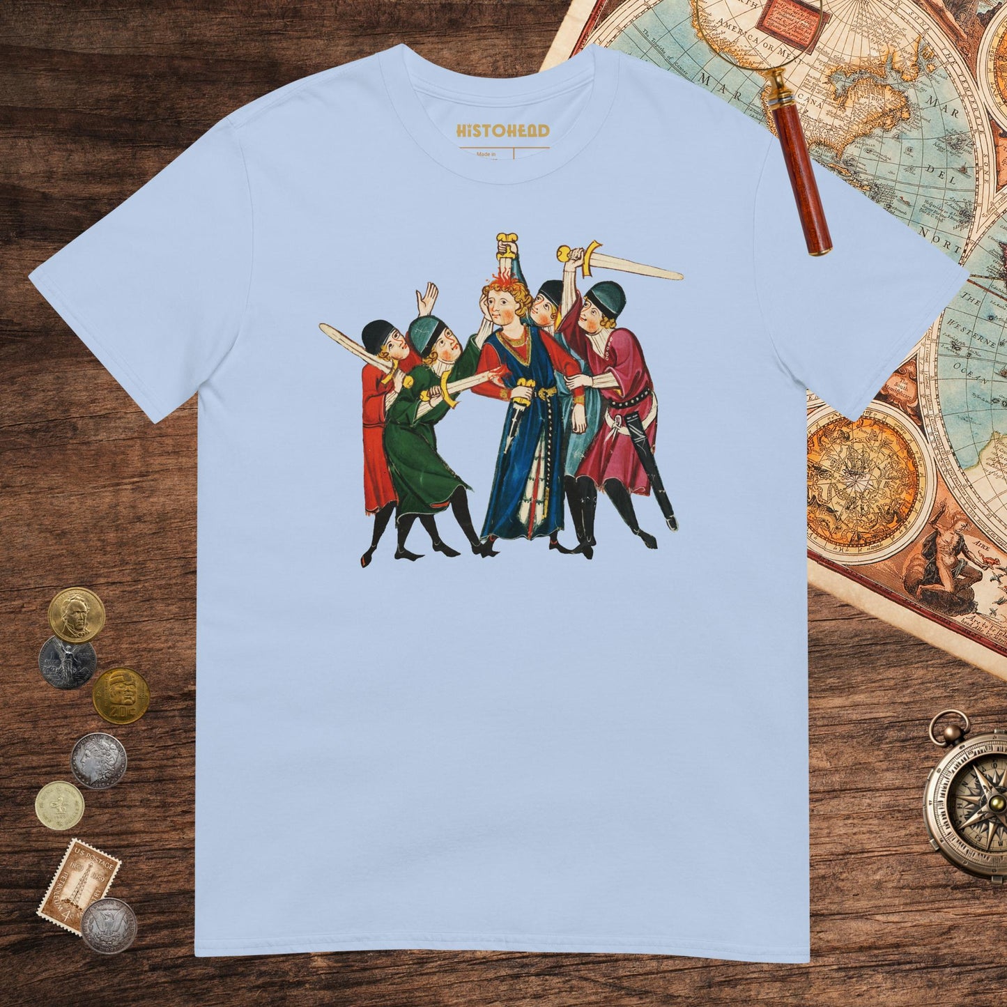 Light Blue Medieval Positivity Tee - history buff gift by HistoHead