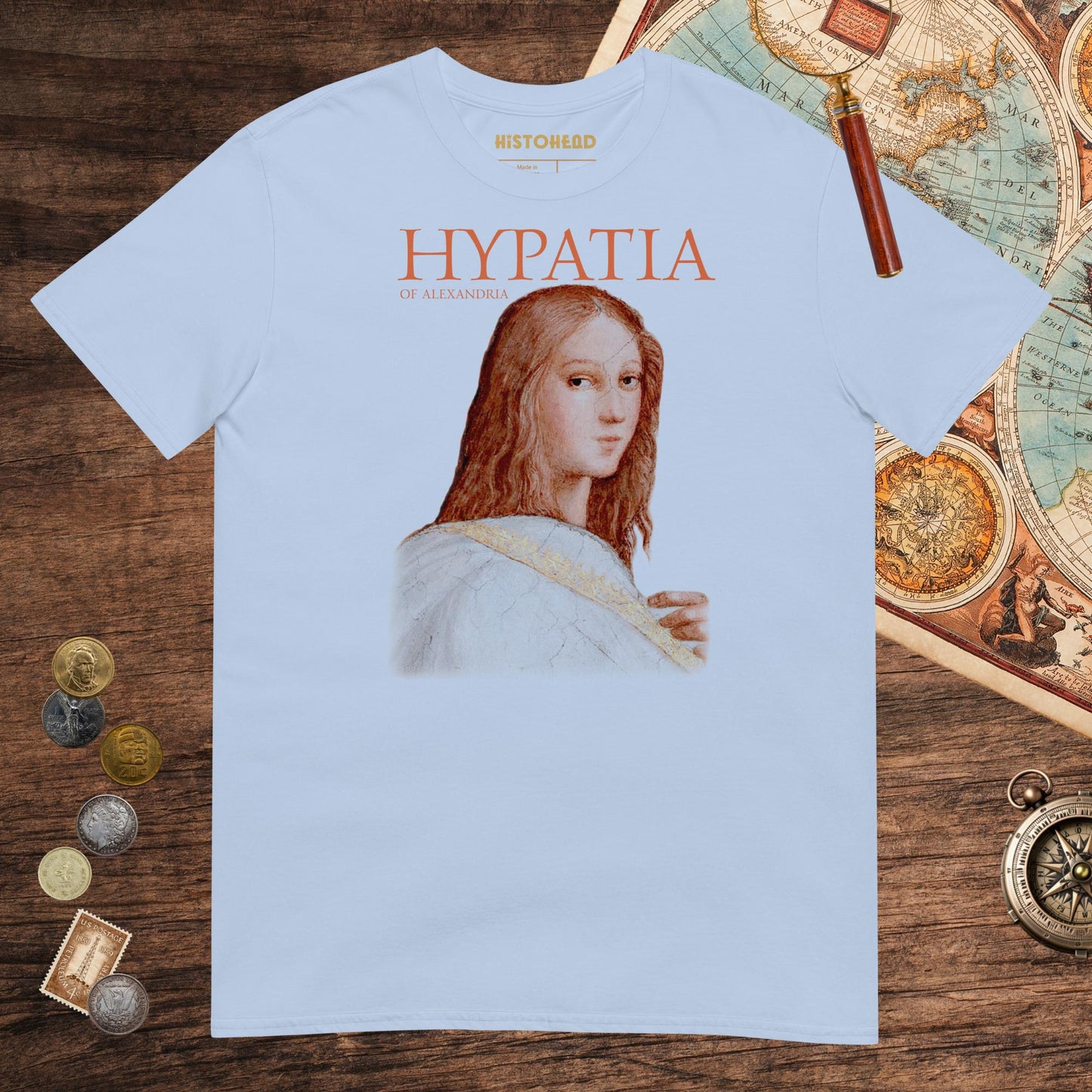 Light Blue Hypatia of Alexandria Tee - history buff gift by HistoHead