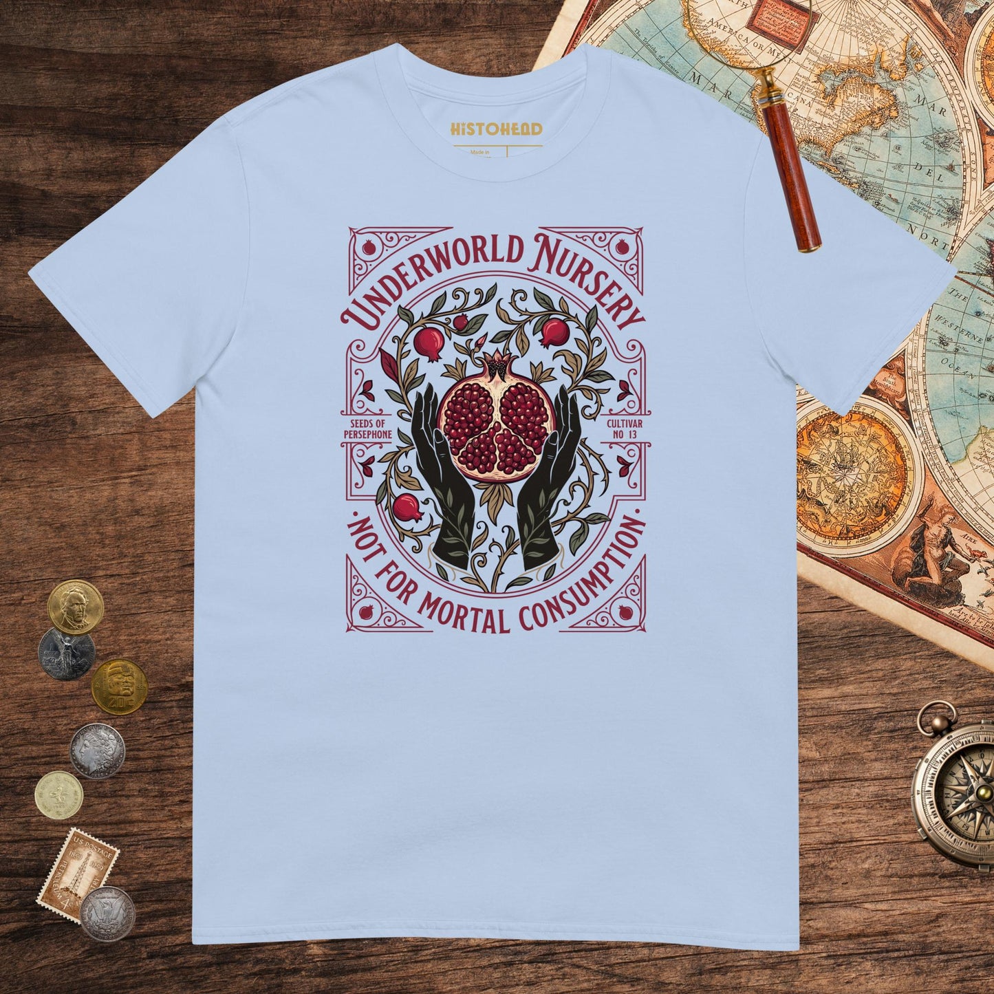 Light Blue Persephone Underworld Nursery Tee - history buff gift by HistoHead