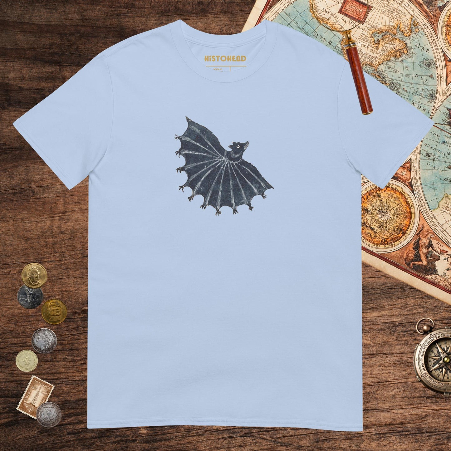 Light Blue Weird Medieval Bat 2 Tee - history buff gift by HistoHead