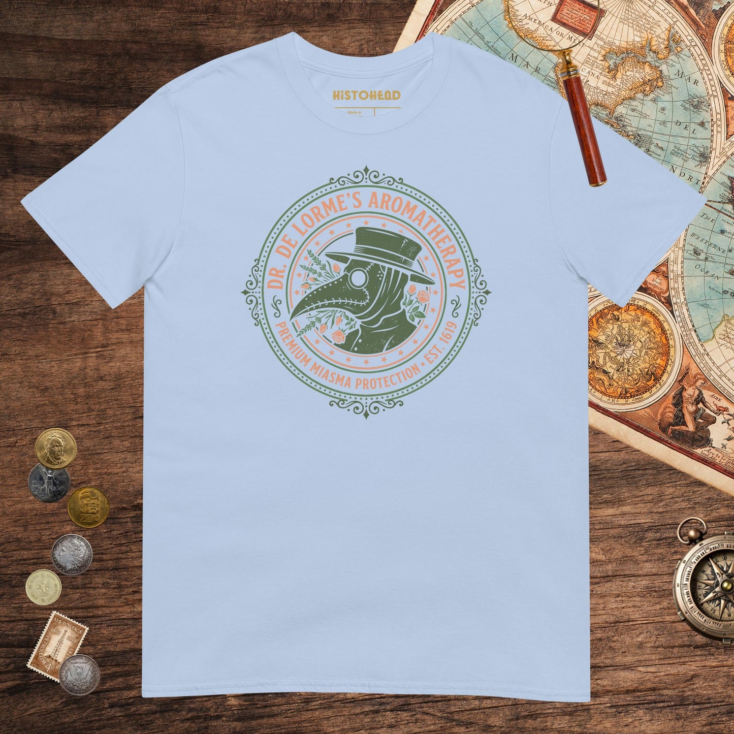 Light Blue Dr. De Lorme's Aromatherapy Tee - history buff gift by HistoHead