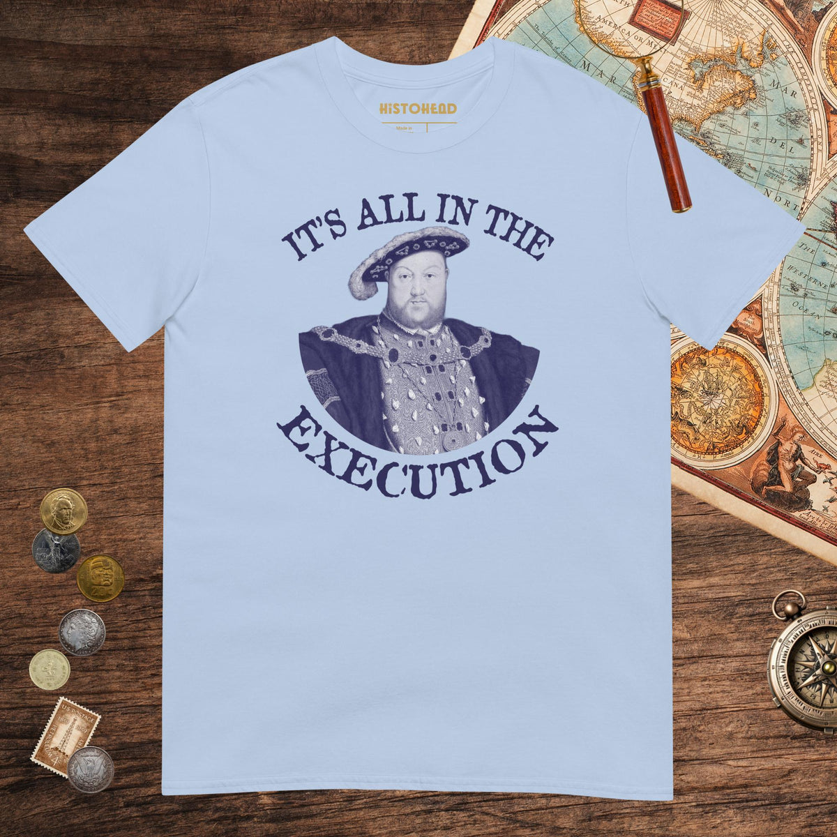 Light Blue Henry VIII Execution Tee - history buff gift by HistoHead