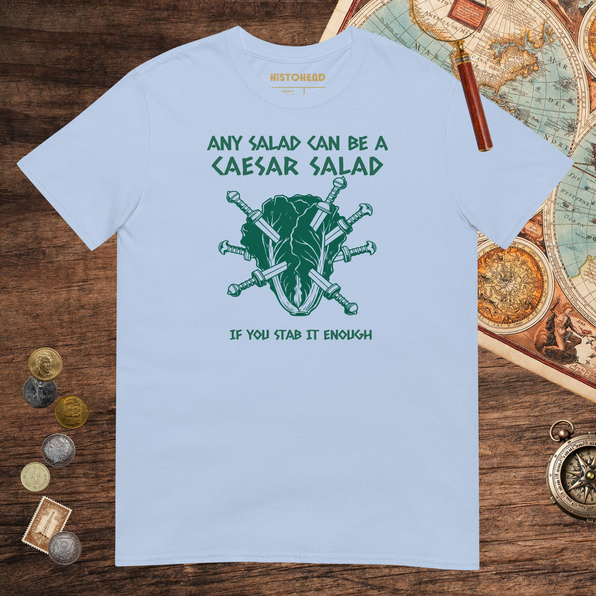 Light Blue Caesar Salad Tee - history buff gift by HistoHead