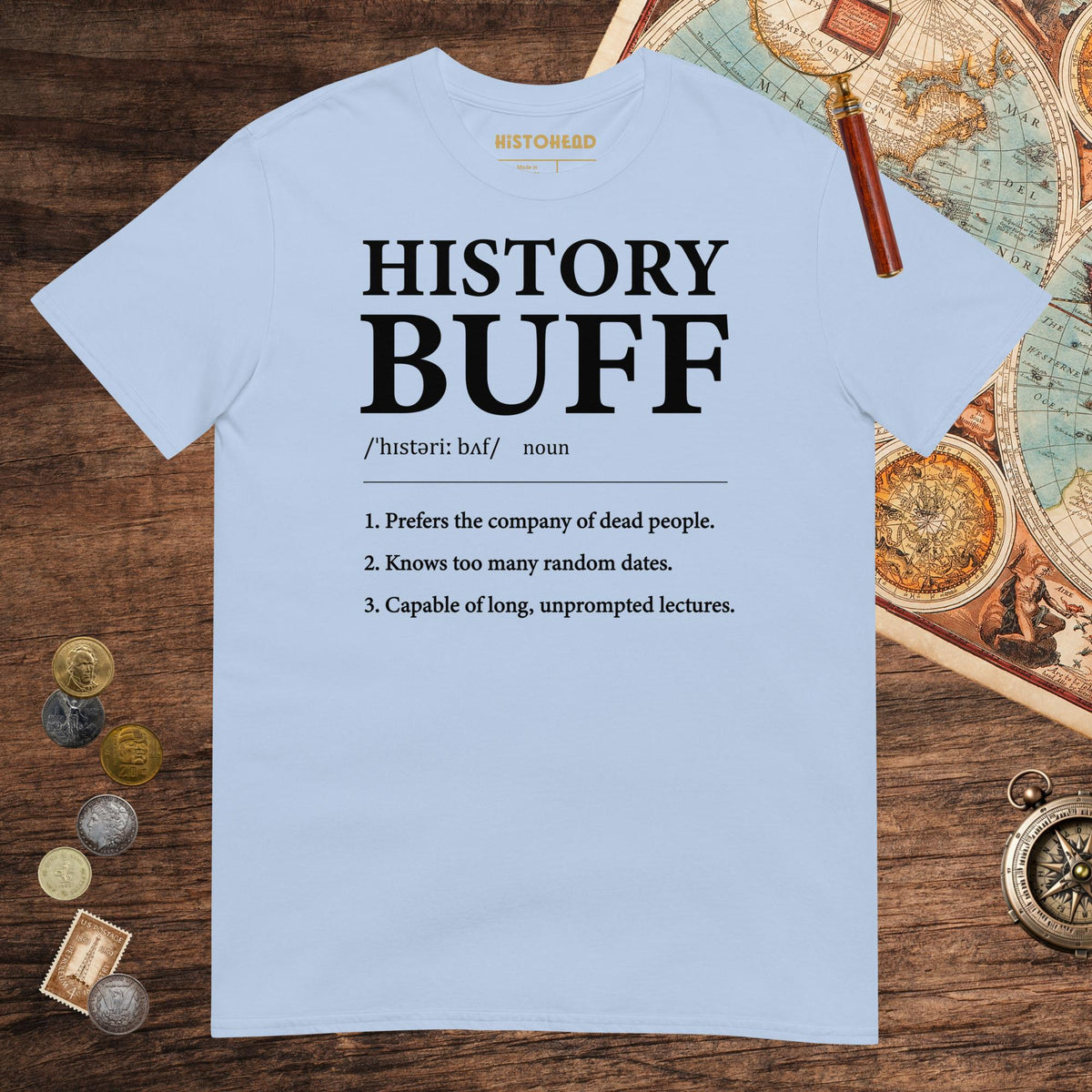 Light Blue History Buff Definition Tee - history buff gift by HistoHead