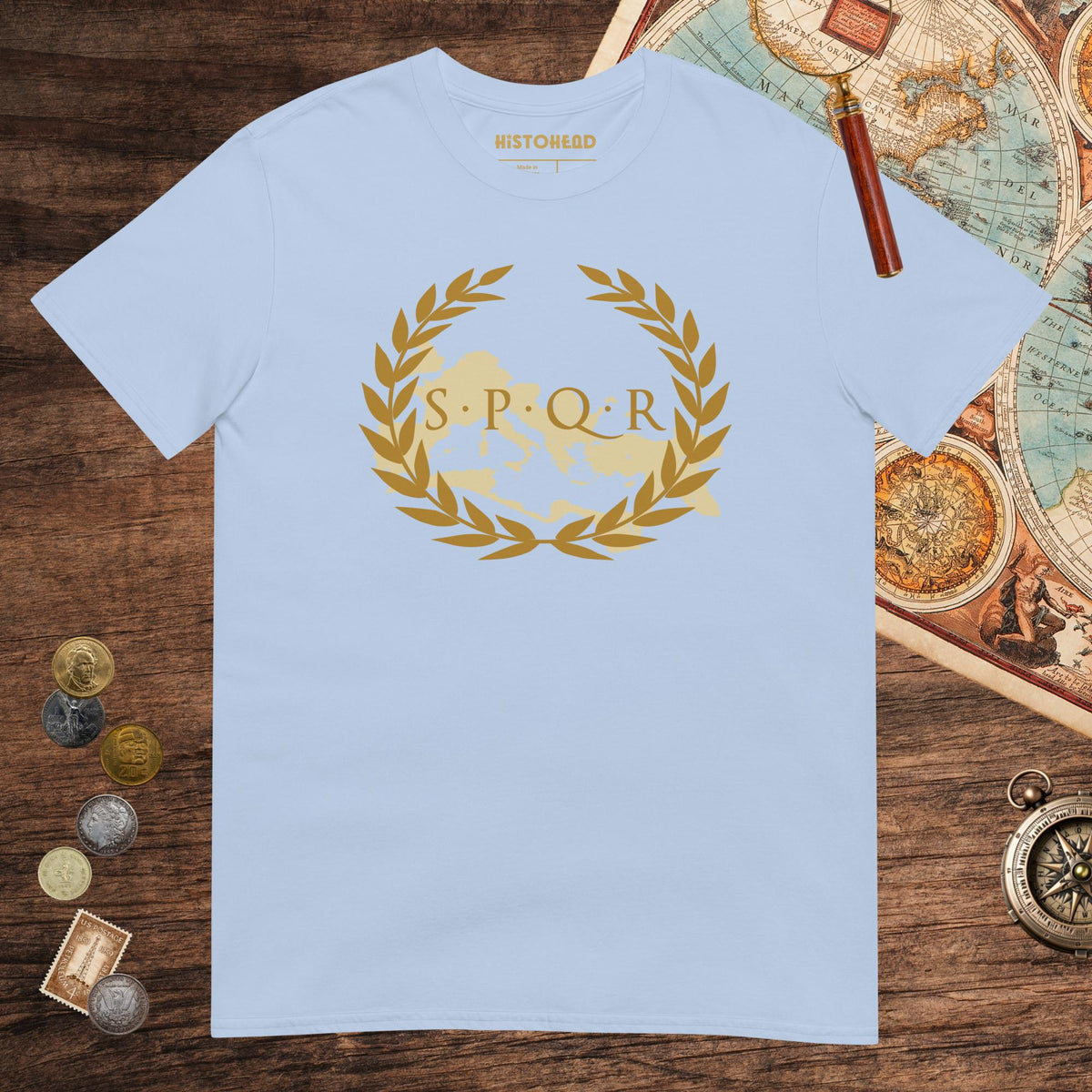 Light Blue Roman SPQR Banner Tee - history buff gift by HistoHead