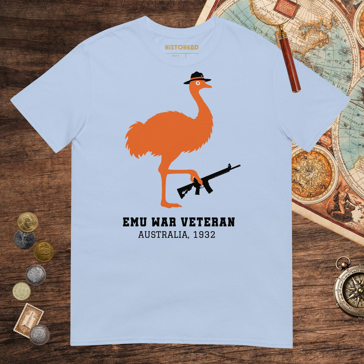 Light Blue Emu War Veteran Tee - history buff gift by HistoHead