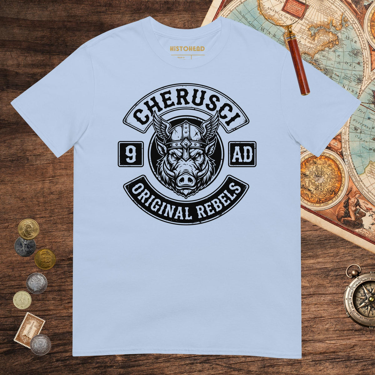 Light Blue Cherusci Original Rebels Tee - history buff gift by HistoHead