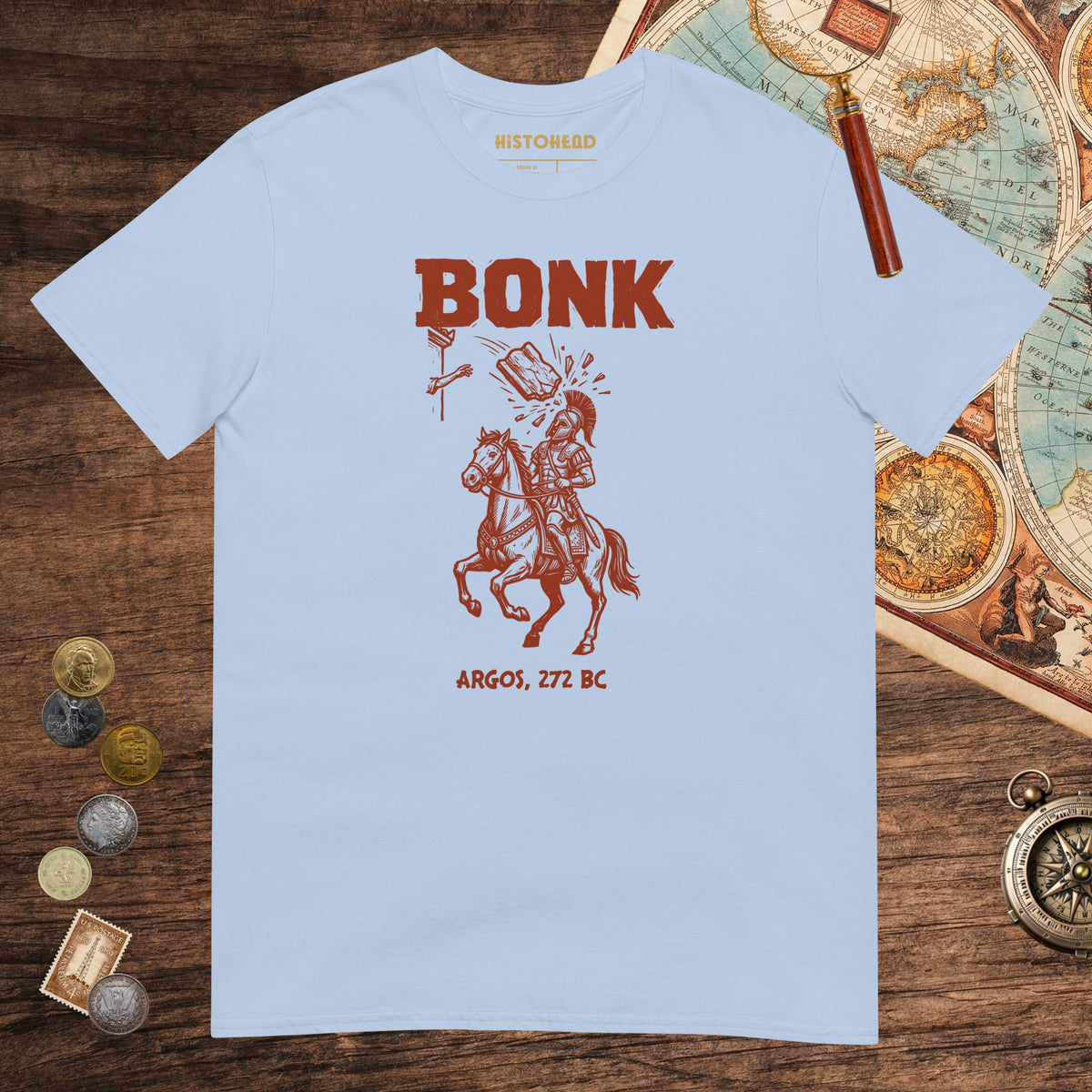 Light Blue Pyrrhus of Epirus Bonk Tee - history buff gift by HistoHead