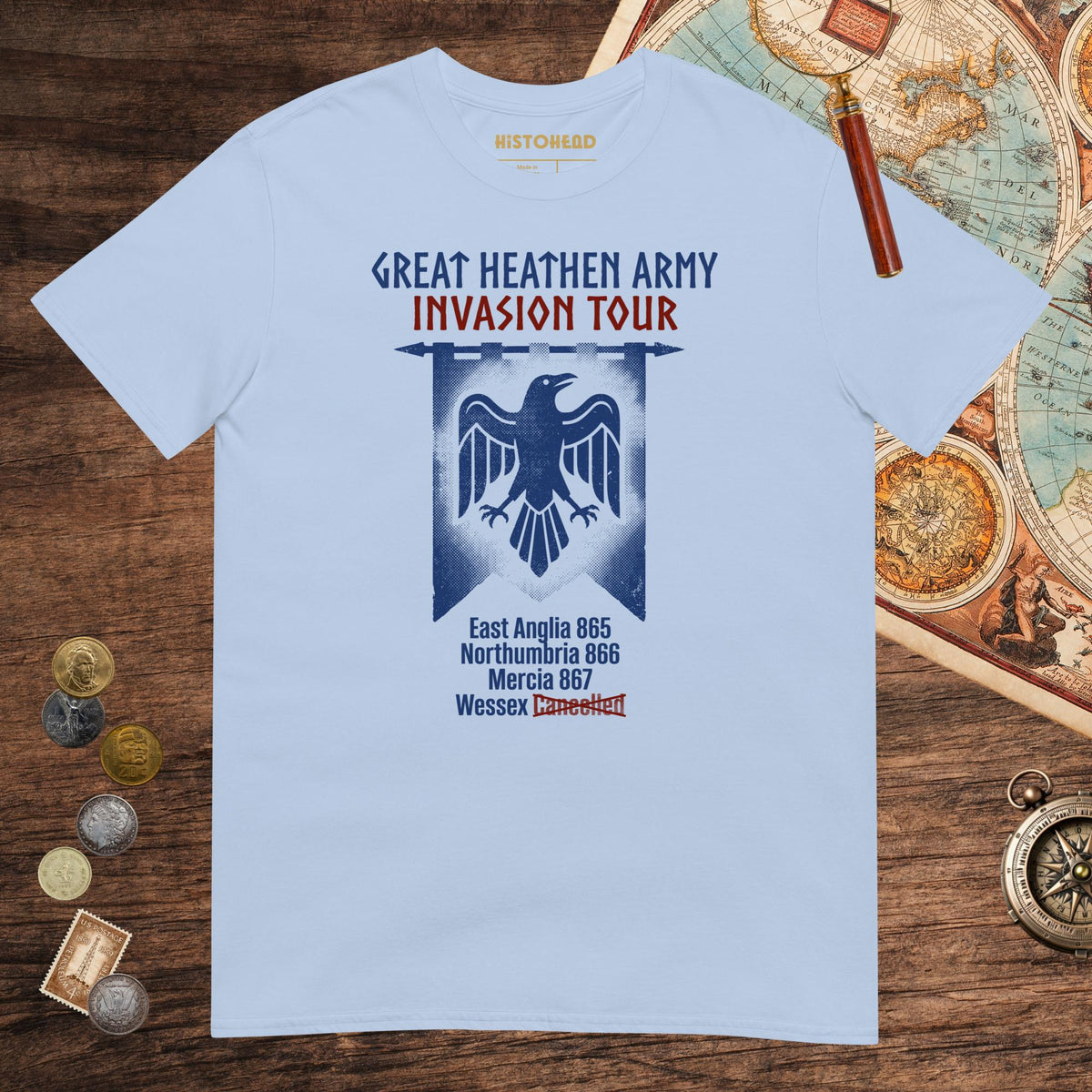 Light Blue Great Heathen Army Invasion Tour Tee - history buff gift by HistoHead
