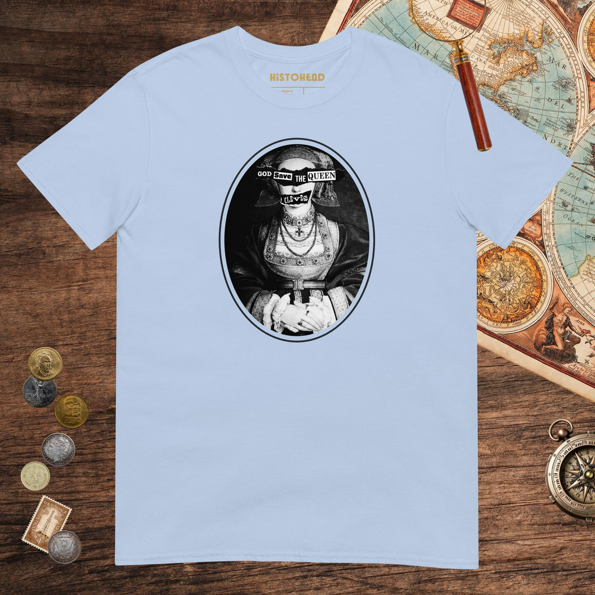 Light Blue God Save the Queen Anne of Cleves Tee - history buff gift by HistoHead