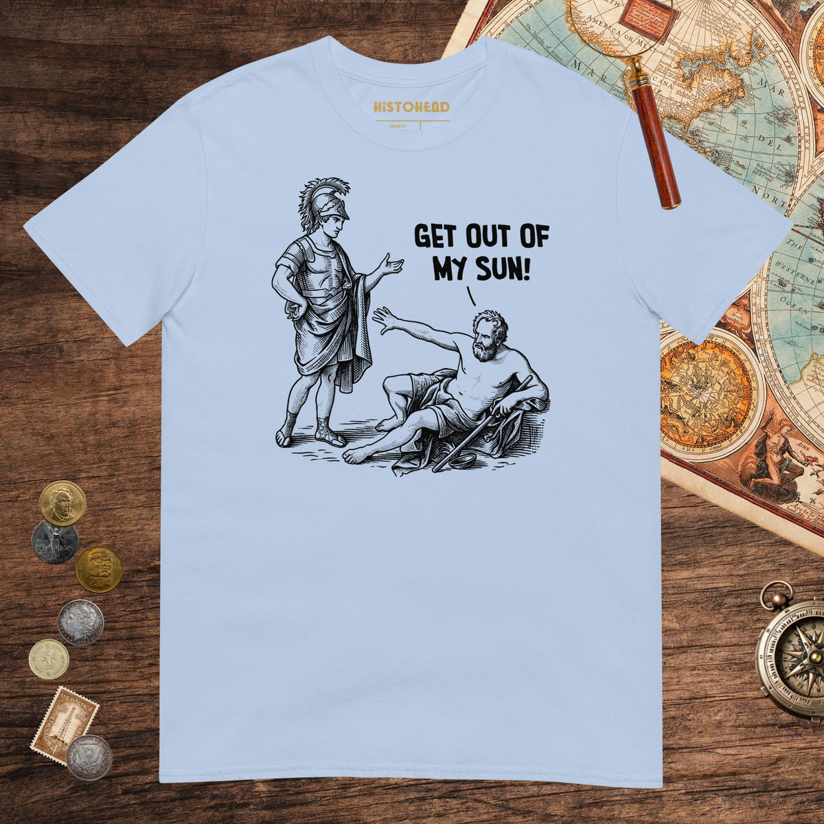 Light Blue Diogenes: Get Out of My Sun Tee - history buff gift by HistoHead