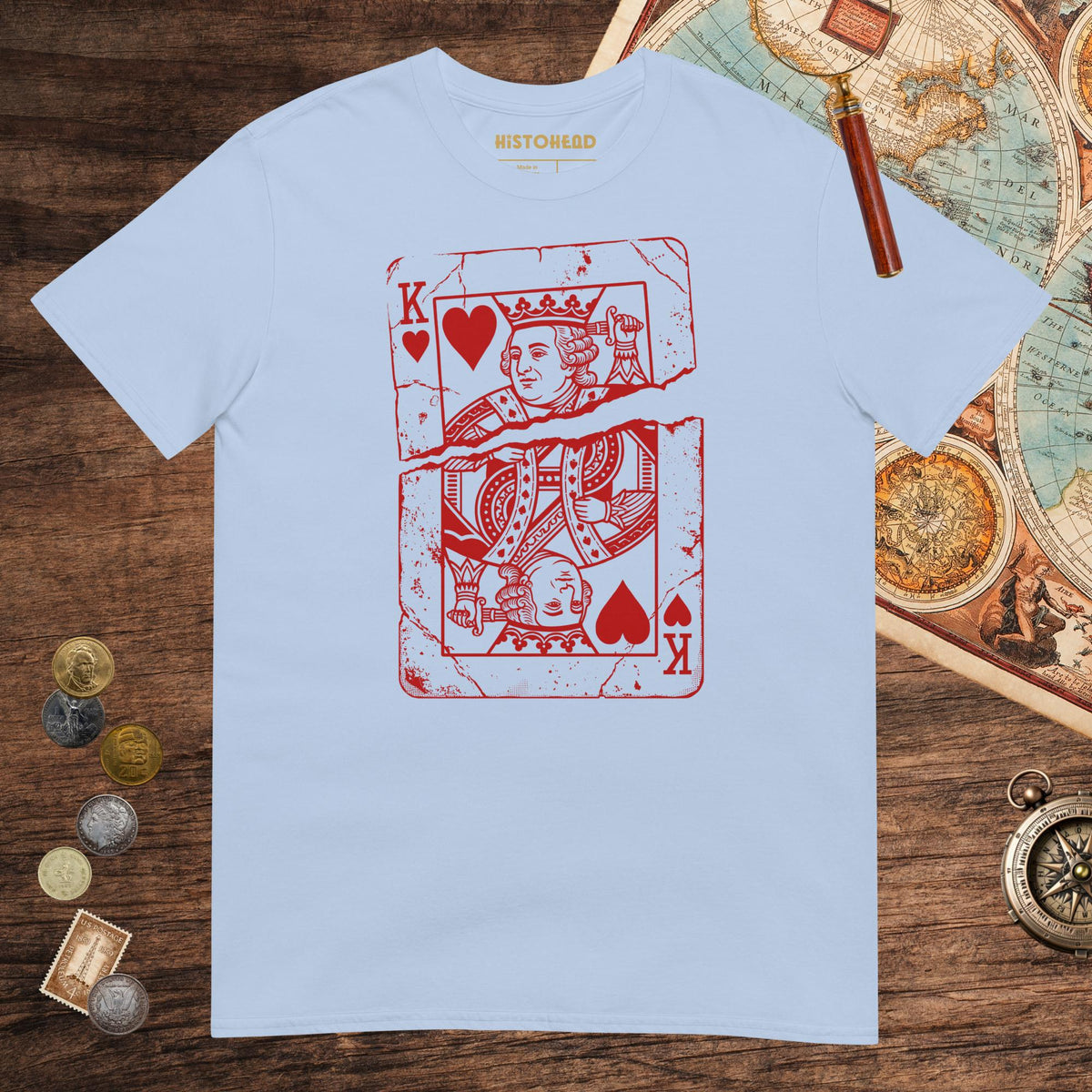 Light Blue Louis XVI Playing Card Tee - history buff gift by HistoHead