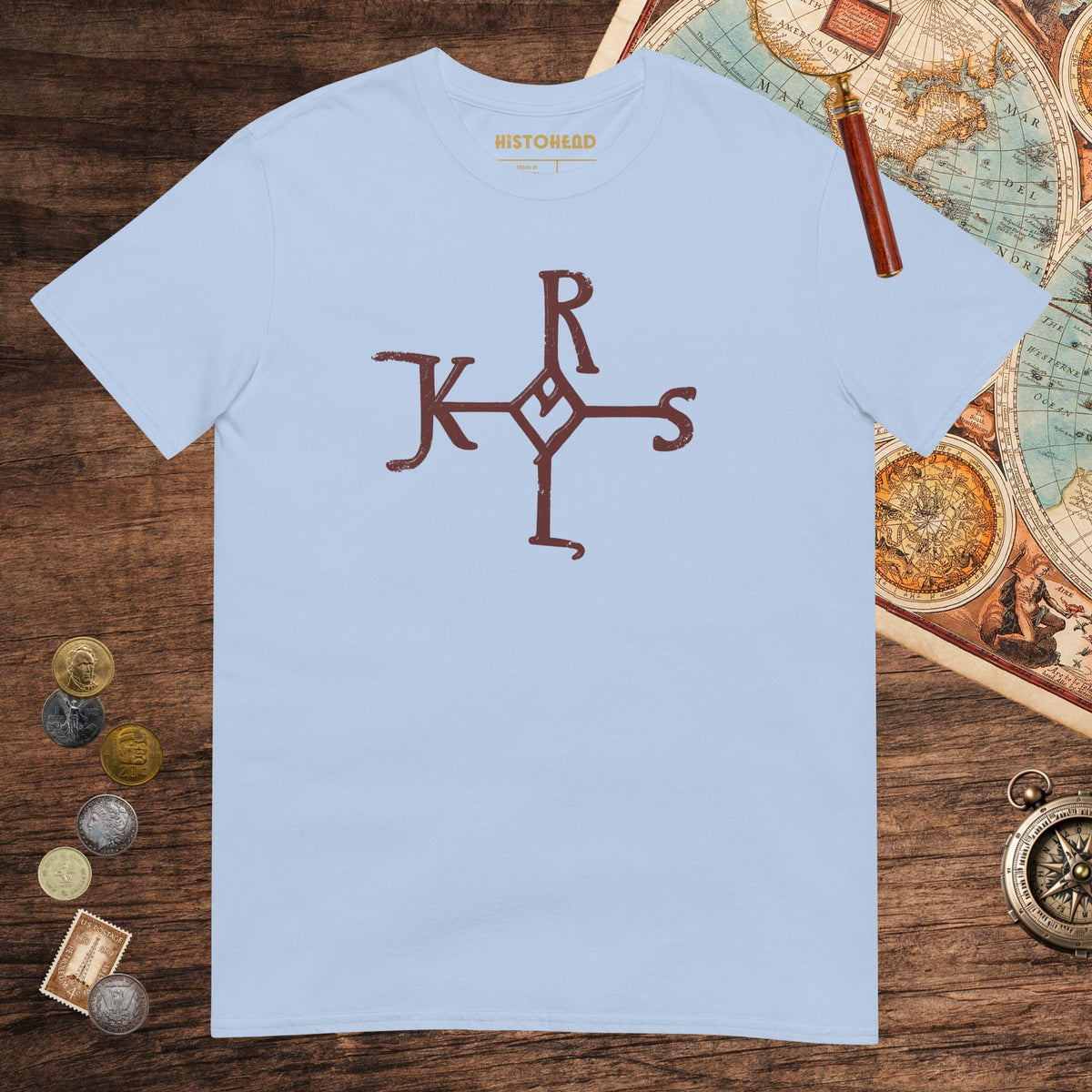 Light Blue Charlemagne Autograph Tee - history buff gift by HistoHead