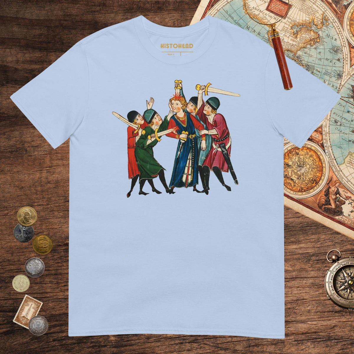 Light Blue Medieval Positivity Tee - history buff gift by HistoHead