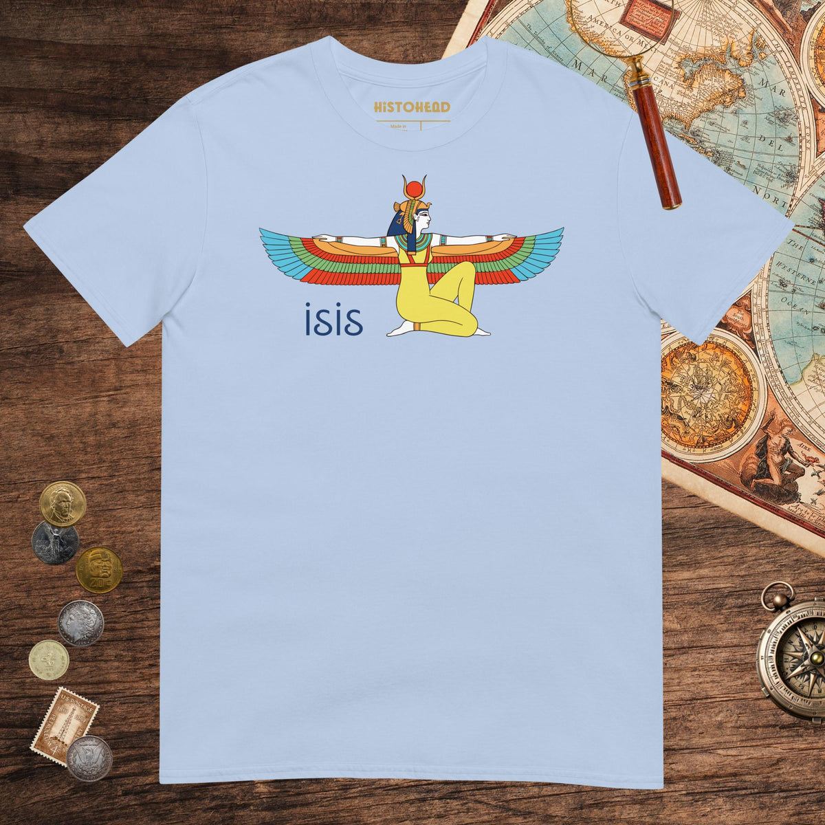 Light Blue Egyptian Goddess Isis Tee - history buff gift by HistoHead