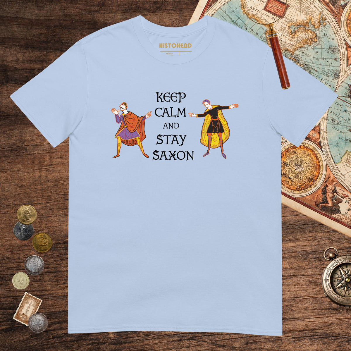 Light Blue Harold Godwinson Keep Calm and Stay Saxon Tee - history buff gift by HistoHead