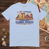 Light Blue Celebrate Diversity Stone Wonders Tee - history buff gift by HistoHead