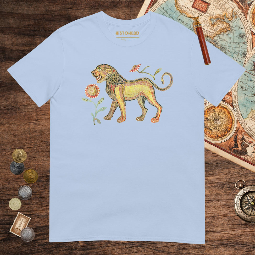 Light Blue Ancient Roman Mosaic Lion Tee - history buff gift by HistoHead