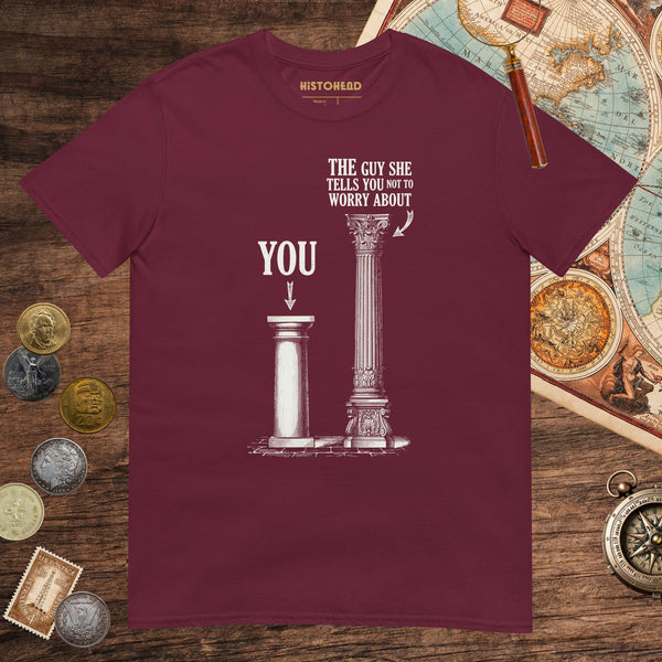 Maroon Doric or Corinthian Tee - history buff gift by HistoHead