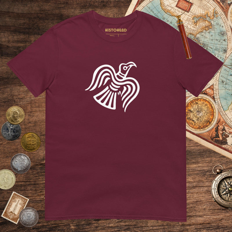 Maroon Viking Raven Symbol Tee - history buff gift by HistoHead