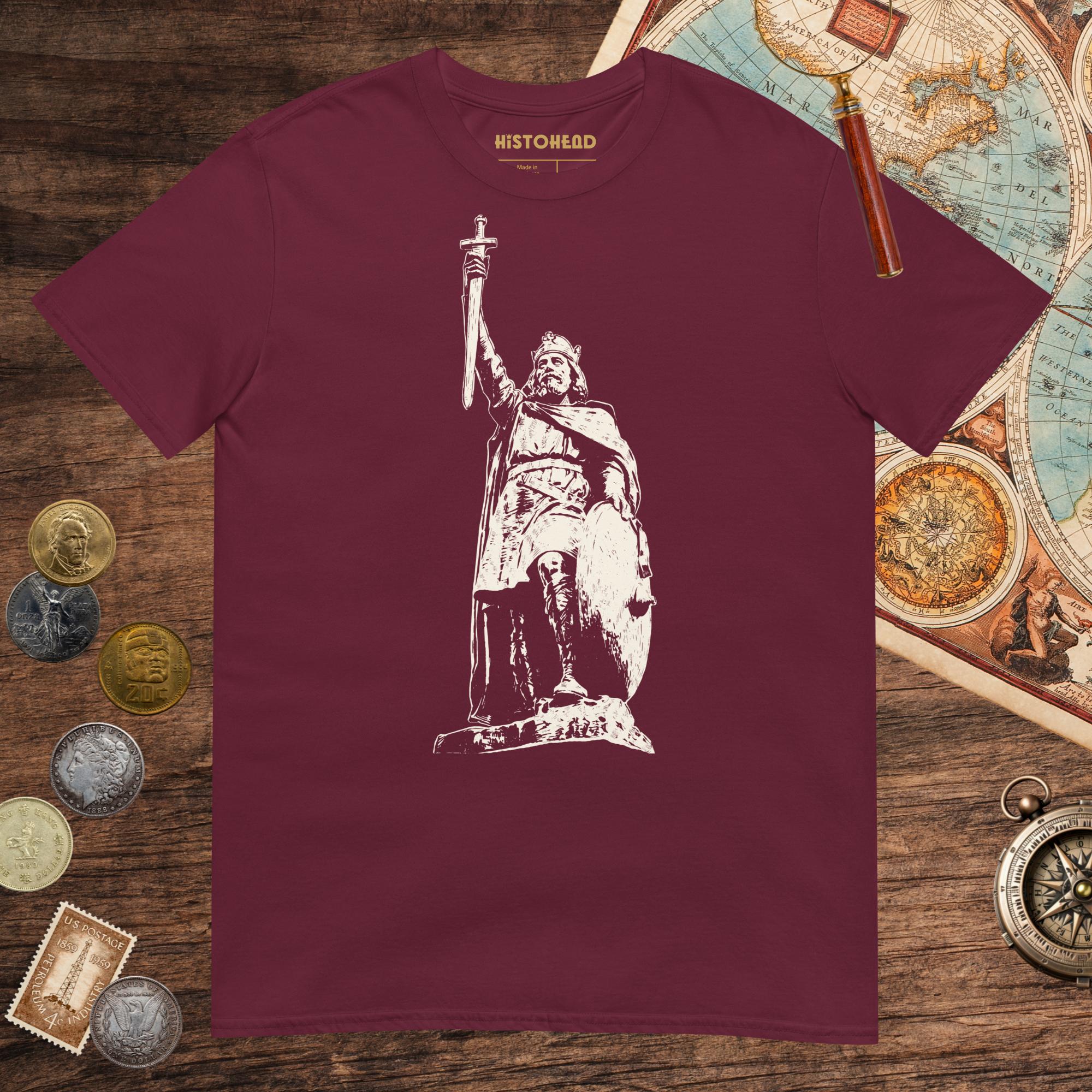 Maroon Alfred the Great Tee - history buff gift by HistoHead