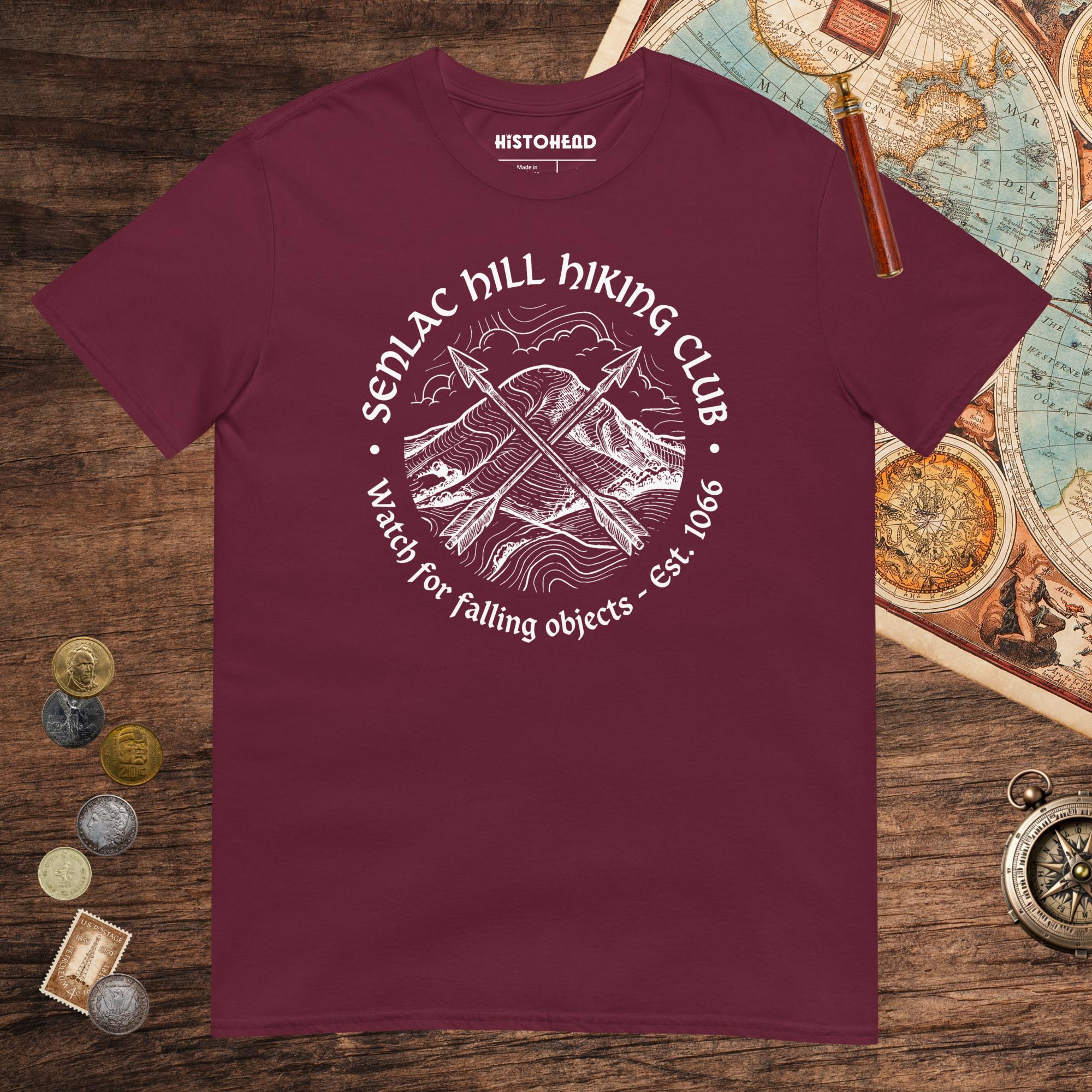 Maroon Senlac Hill Hiking Club Tee - history buff gift by HistoHead